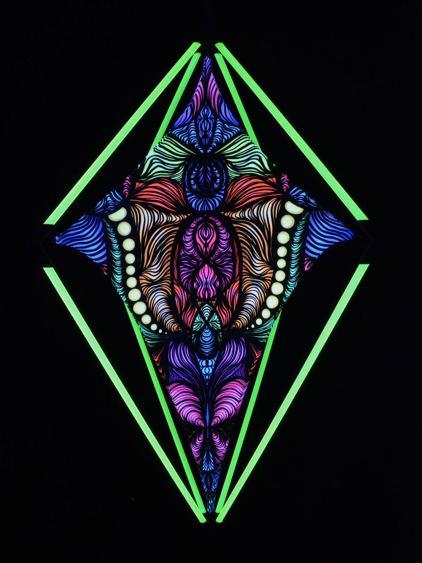 PSYWORK Wanddekoobjekt Field Schwarzlicht Grün leuchtet Dekoobjekt "Magnetic Schwarzlicht Green", Neon UV-aktiv, unter snap-2gether