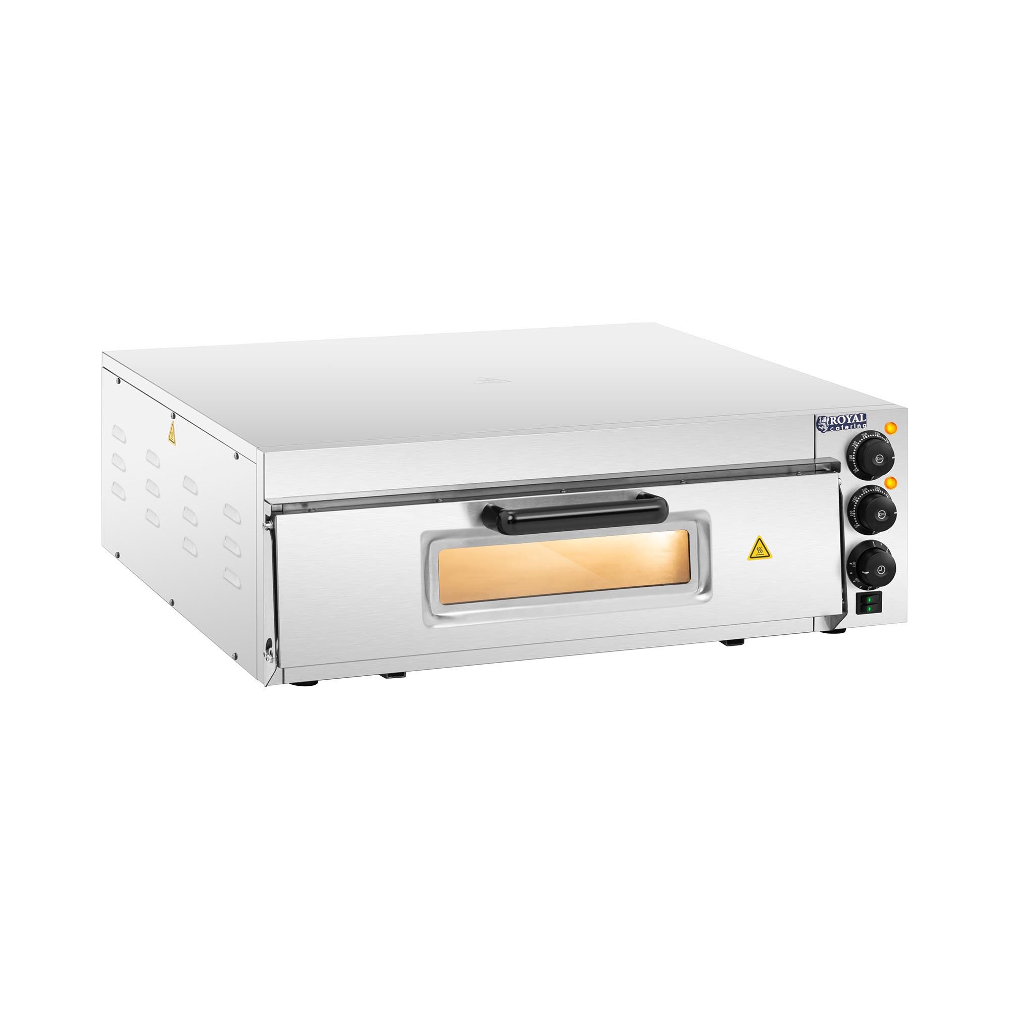 Royal Catering Pizzaofen Ø 60 cm Flammkuchenofen Pizza Backofen Glastür 1 Kammer 350°C Timer