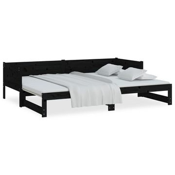 vidaXL Bett Ausziehbares Tagesbett Schwarz Massivholz Kiefer 2x(90x190) cm