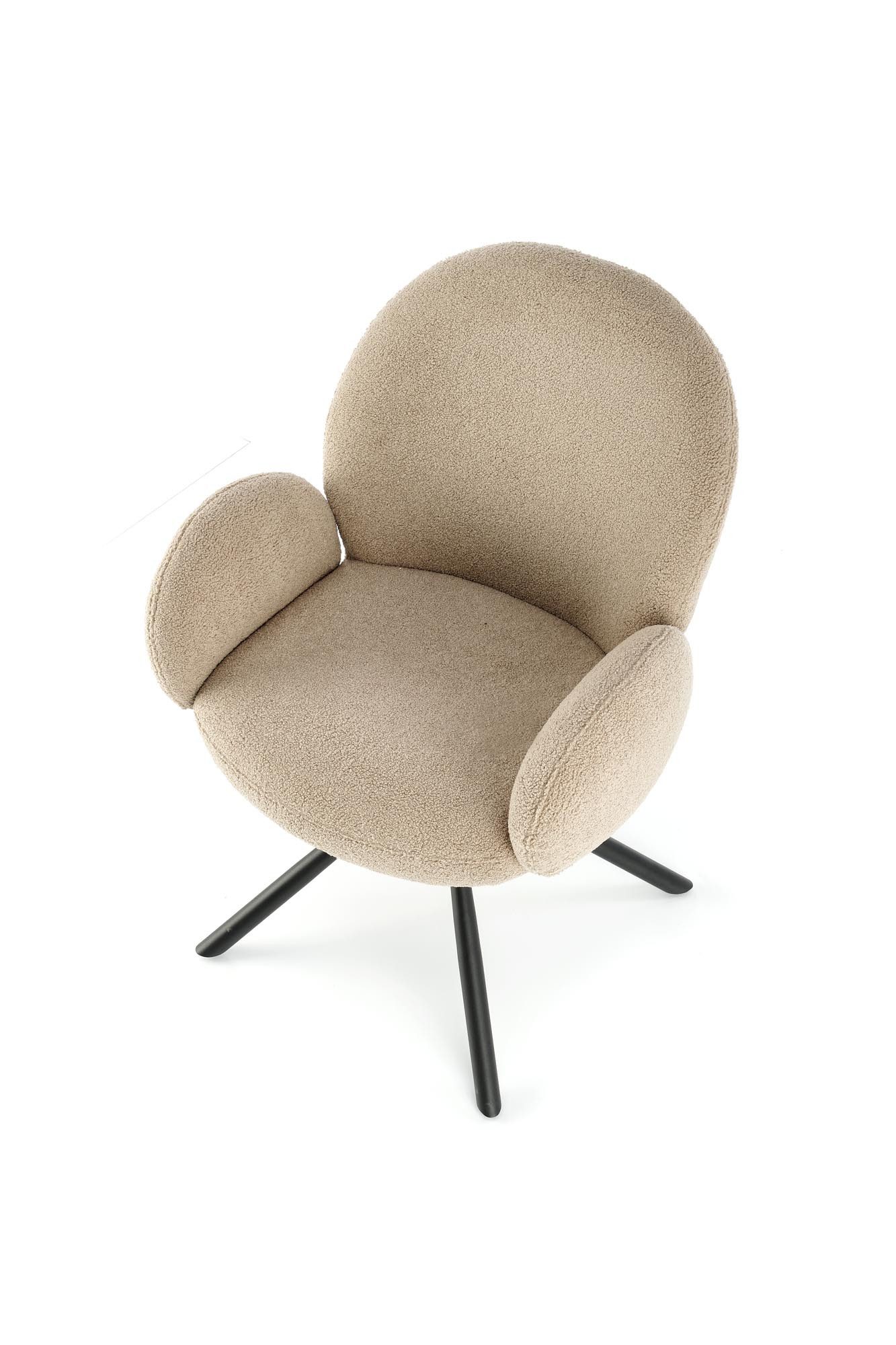 designimpex Esszimmerstuhl Design Esszimmerstuhl STH-444 180 Grad drehbar Teddy Stoff Stuhl