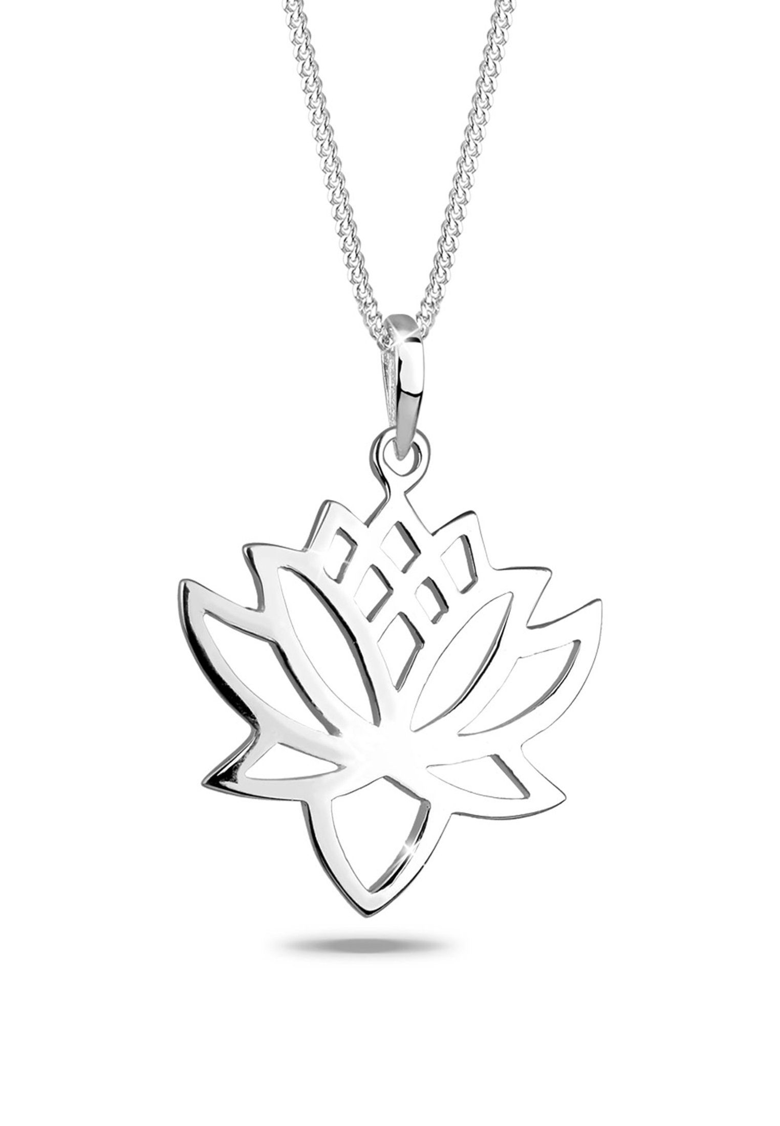 Silber, Anhänger mit Blume Lotus Elli 925 Kette Lotusblume Talisman Blüte