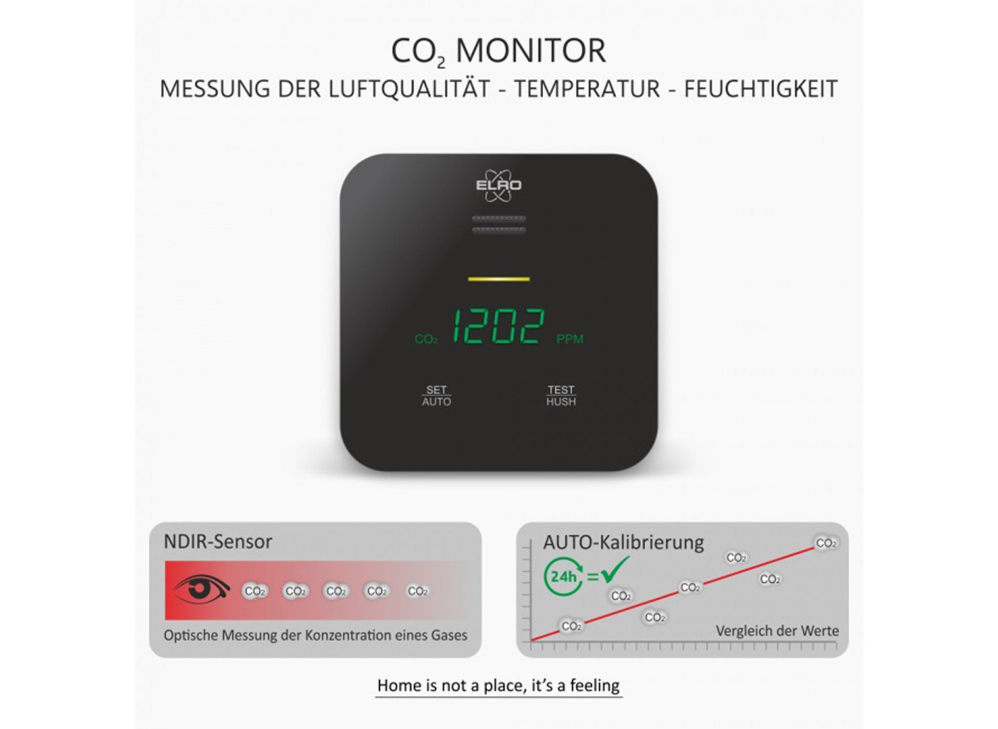 CO2 Meter mit NDIR Klimamesser Elro FCO2400, Luftqualitätsmesser Sensor - (1-St),