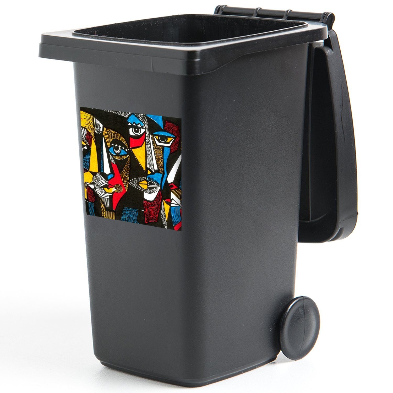 - Mülleimer-aufkleber, Wandsticker Mülltonne, (1 Abfalbehälter - Container, Malerei Ölgemälde St), Kubismus Sticker, MuchoWow