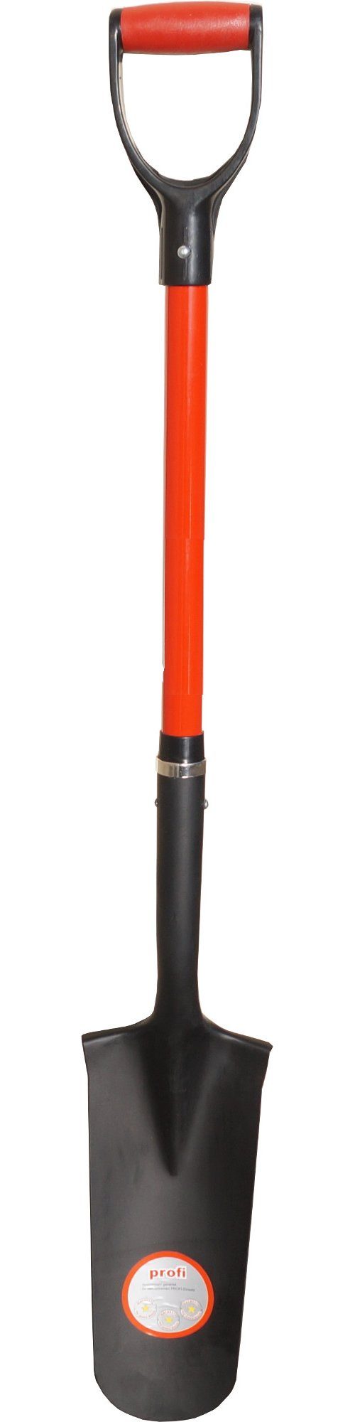 AnyTools Spaten Drainagespaten 1160mm mit Fiberglasstiel und D-Griff, schwarz pulverbeschichtet
