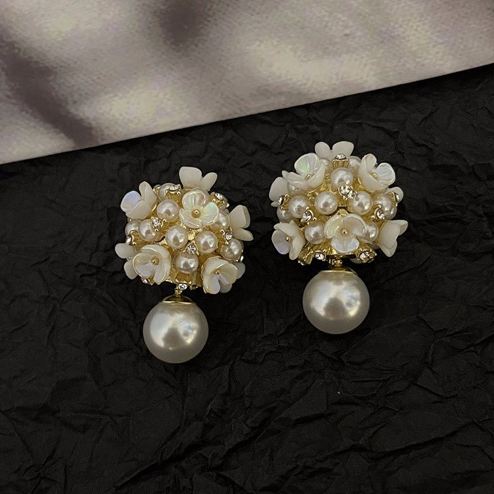 Für Perlen Ohrringe Paar Ohrringe, Braut Ohrhänger Ohrringe Bräute, Perlen Blume Hochzeiten LAKKEC Strass Braut Damenschmuck,