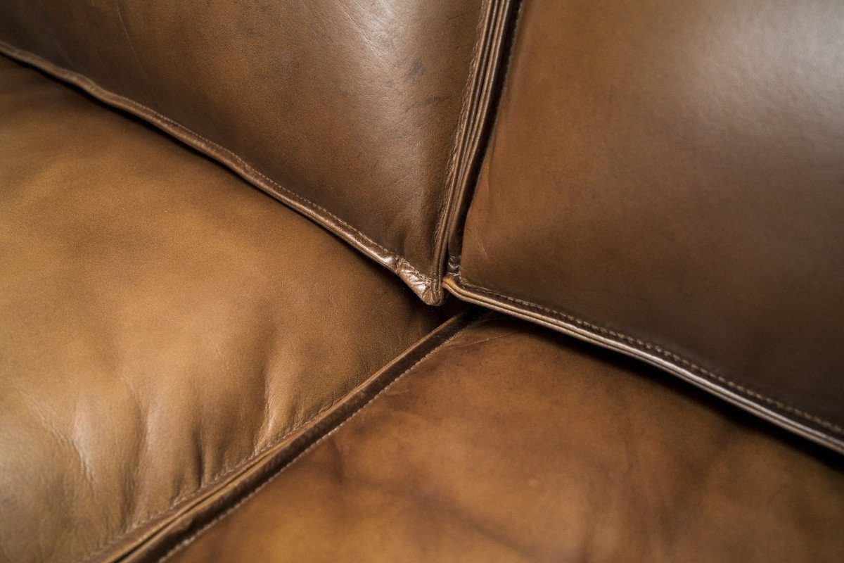 Casa Padrino Loungesofa Couch Leder Möbel Braun Echtleder - Luxus Luxus Sofa Lounge Wohnzimmer Büffelleder Vintage