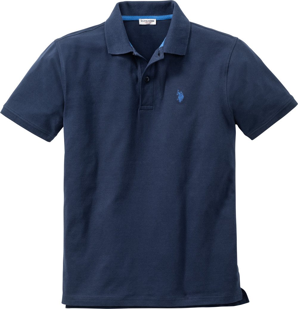 U.S. Polo Assn. Poloshirt schöne Piqué-Struktur und Logo-Stick im Kontrastton