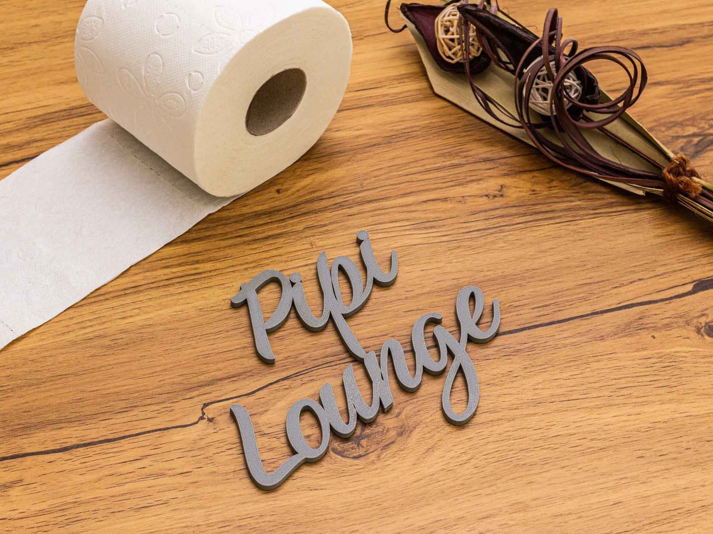 Thumbnail - Zwayve Hinweisschild Pipi-Lounge Türschild WC Schild Klo Toiletten Toilettenschild Grau