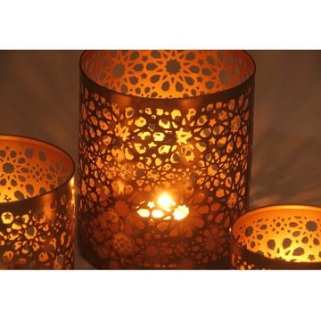 Casa Moro Teelichthalter Orientalisches Windlicht 3er Set Navin in Antik Gold Look (3 St., 3er Set), Teelichthalter rund Kerzenhalter Ramadan Tisch Deko WLS505