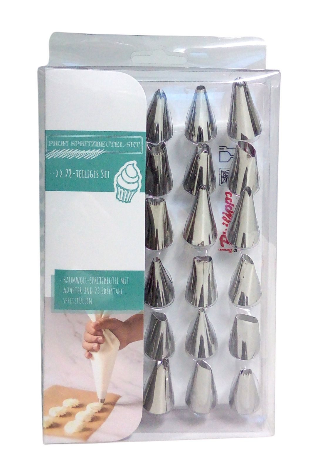 BURI Spritzbeutel Spritzbeutel mit 26 Edelstahl Spritztüllen Tortenspritze Gebäckspritze – Bild 2 von 2