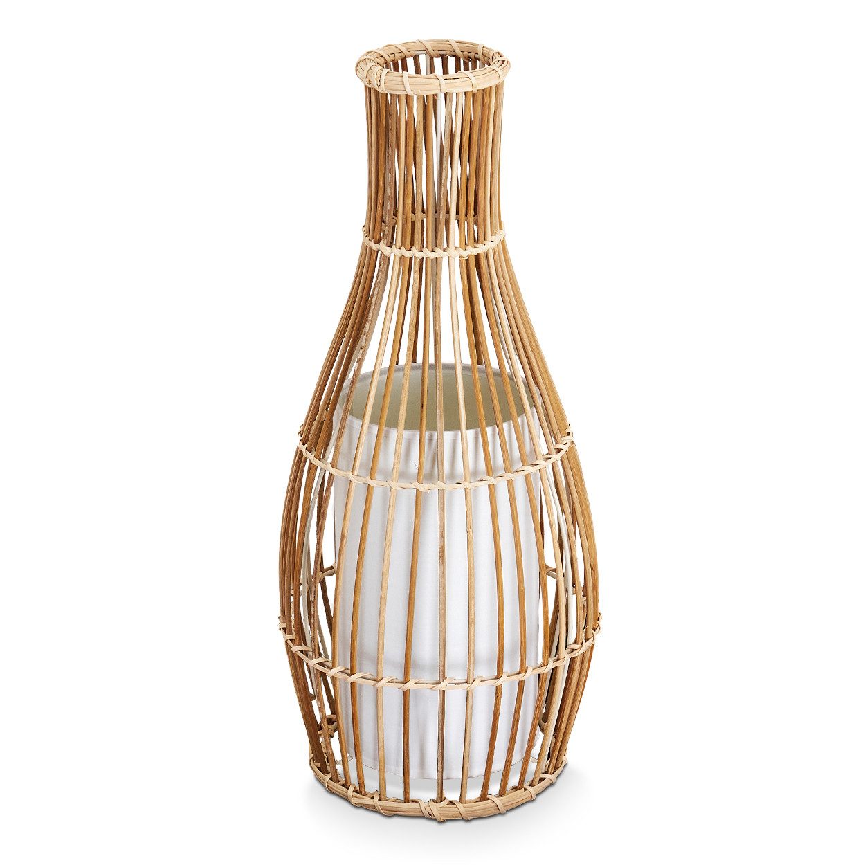 hofstein Stehlampe »Archi« Tischlampe Vintage aus Bambus/Stoff in Natur/Wei günstig online kaufen