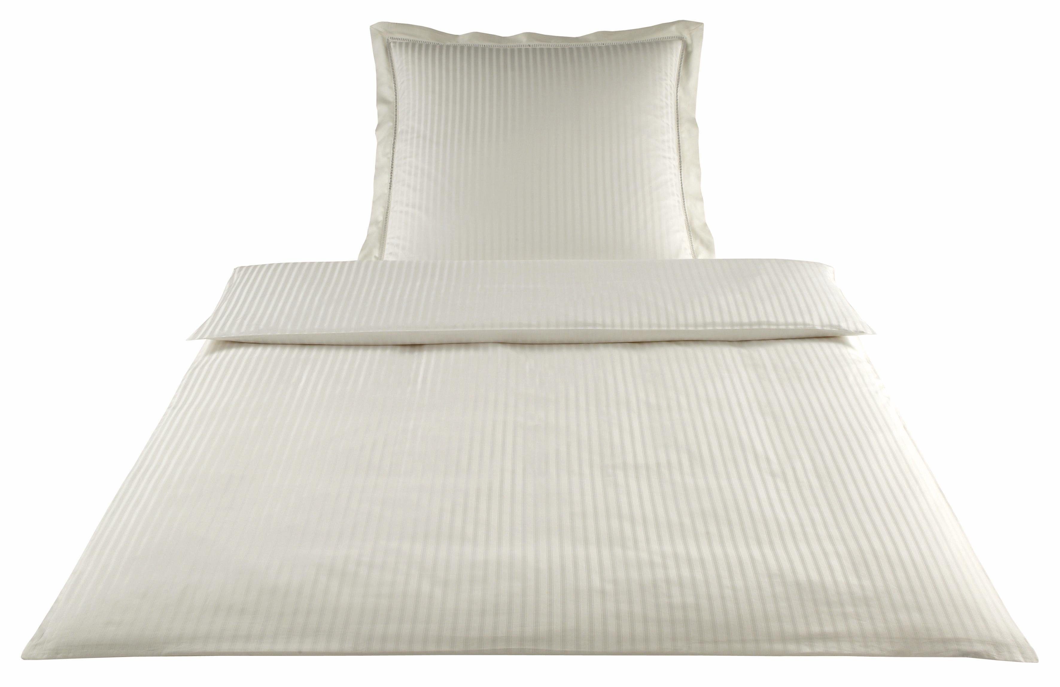 Elegante Bettwäsche White House, Mako-Satin, 2 teilig, mit unifarbenen Streifen