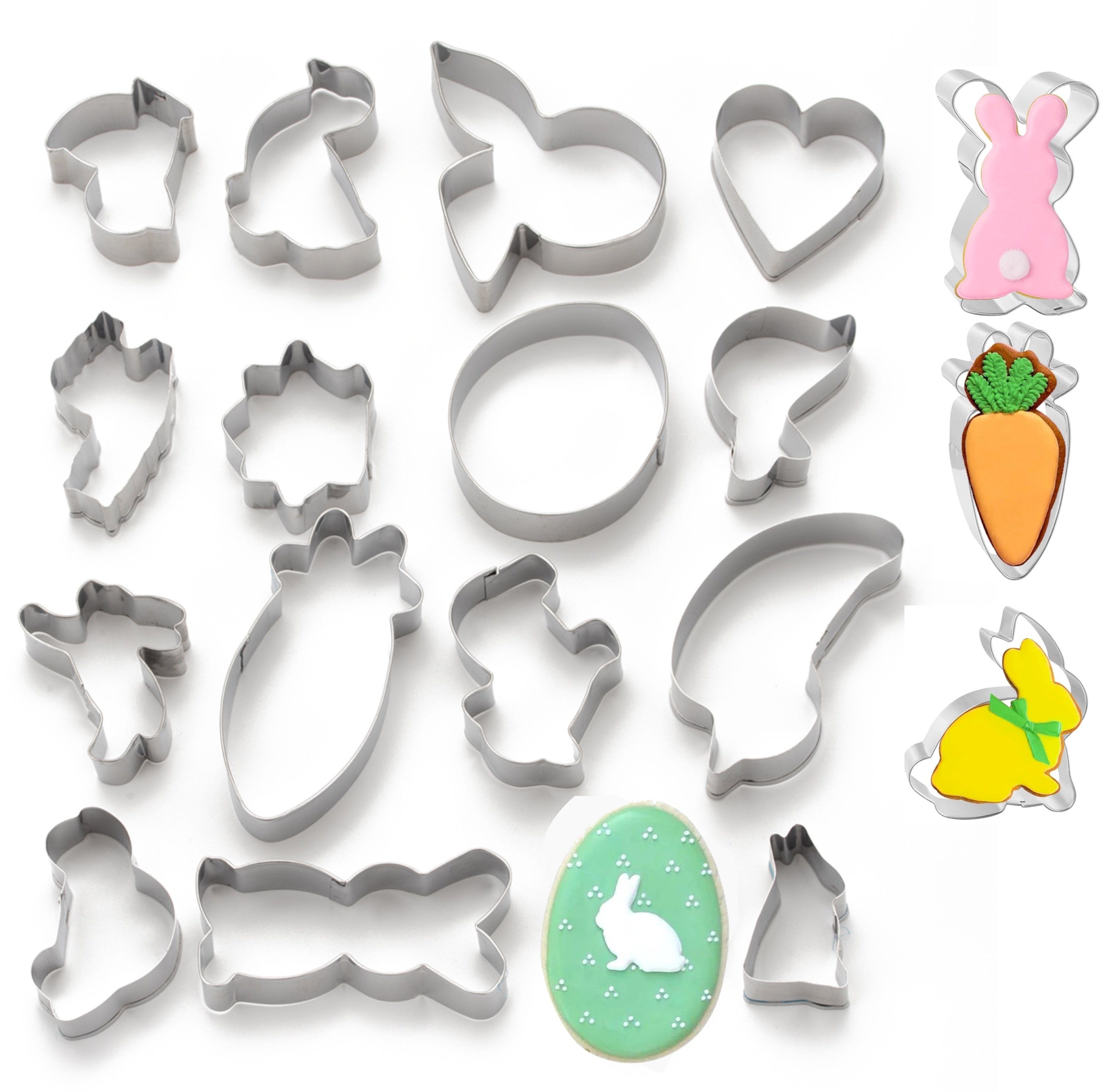 Hey!Easter® Ausstechform 16er Set Ausstechformen Ostern - Ausstecher Kekseausstecher Plätzchen, (Packung, 16-St., 16x Ausstechformen), Spühlmaschinfest