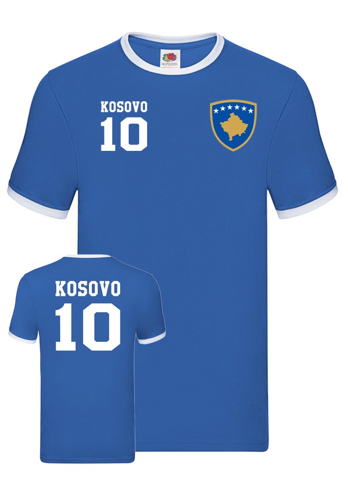 Blondie & Brownie T-Shirt Herren Shirt Kosovo Sport Trikot Fußball Meister EM Euro Kontrastnaht