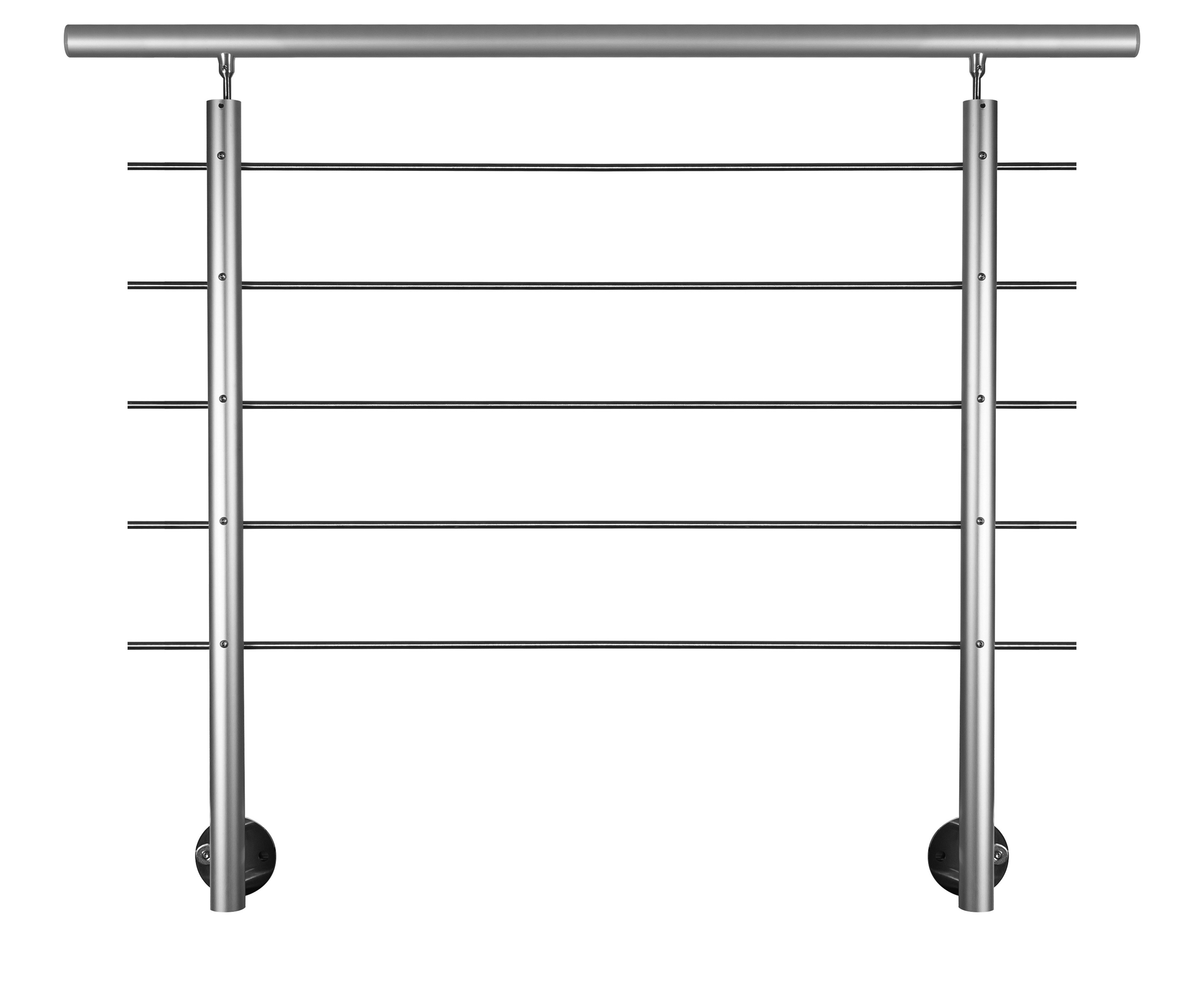 TREBA FREWA Brüstungsgeländer Alu Set, seitl. Montage (AB5) Handlauf 150 cm, 150 cm Länge, 90 cm Höhe