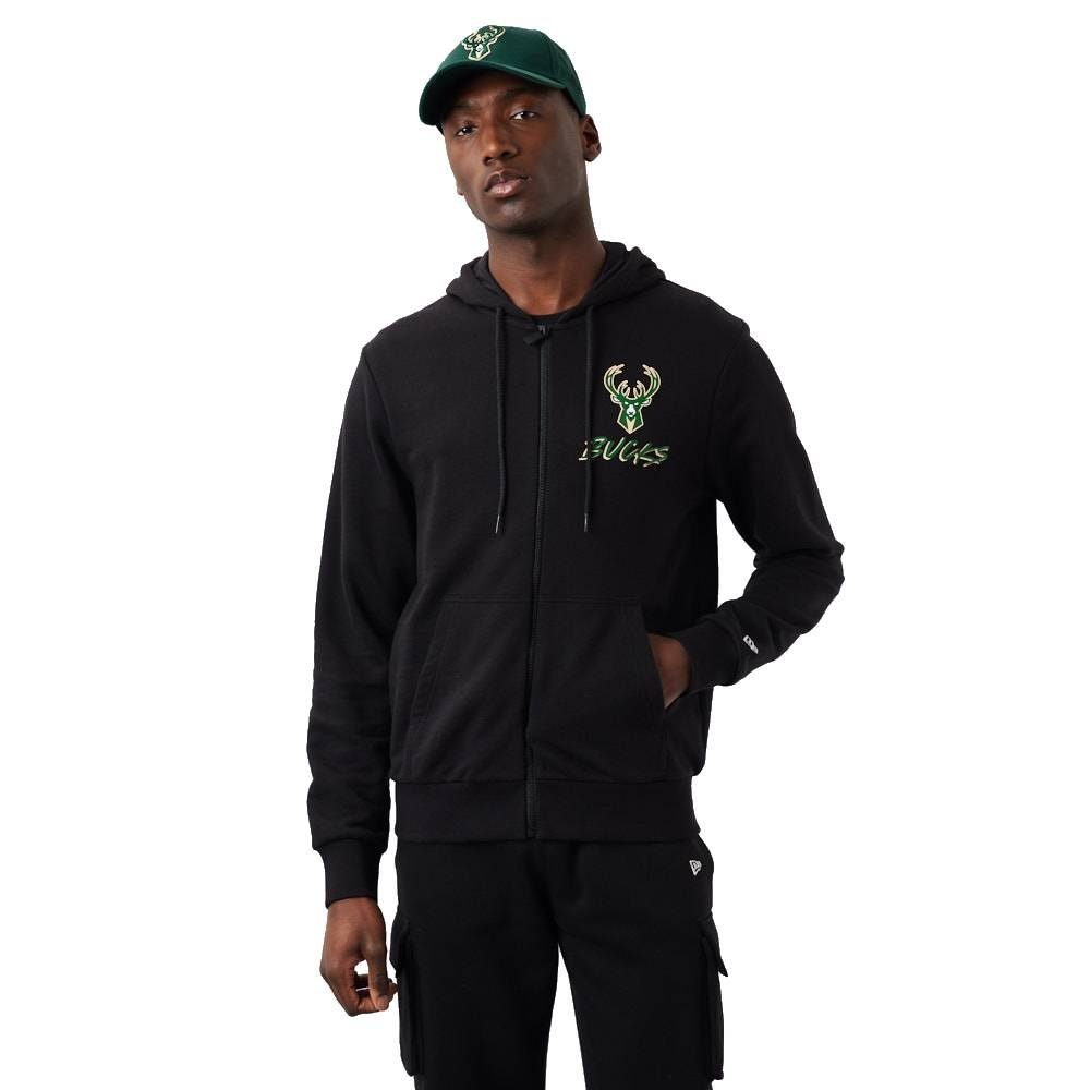 New Era Kapuzensweatjacke Sweatjacke New Era NBA Script FZ Milbuc geteilte Kängurutasche