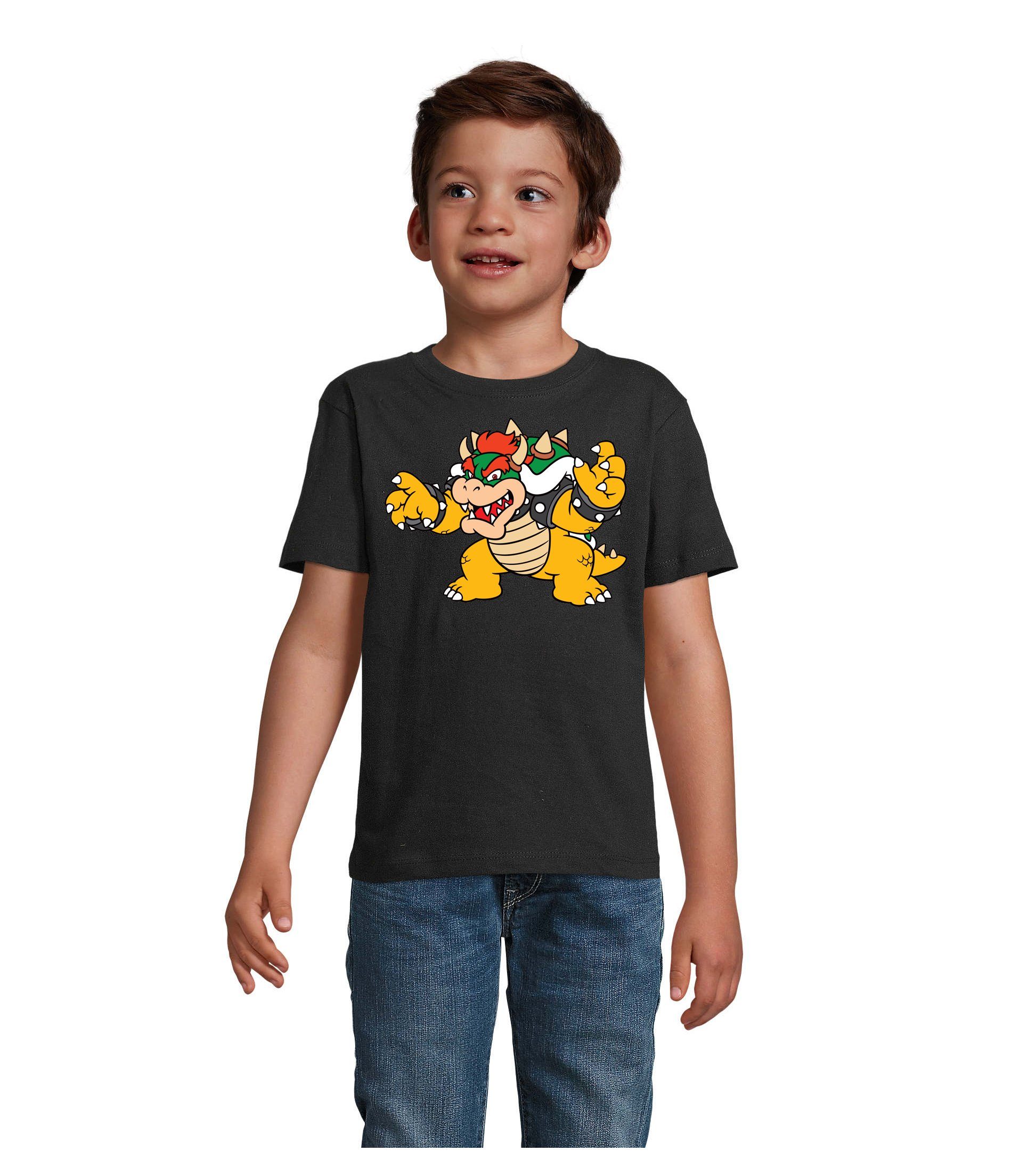 Blondie & Brownie T-Shirt Kinder Bowser Nintendo Mario Yoshi Luigi Game Gamer Konsole Schwarz