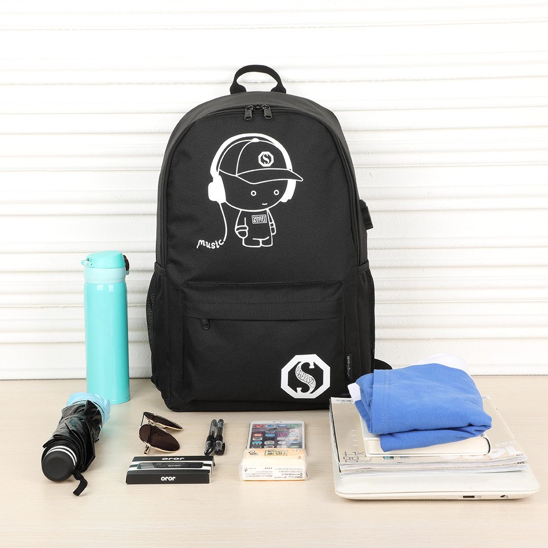 KONO Schulranzen Schulrucksack Büchertasche, Teenager Tagesrucksack in Schwarz, Größe L – Bild 4 von 5