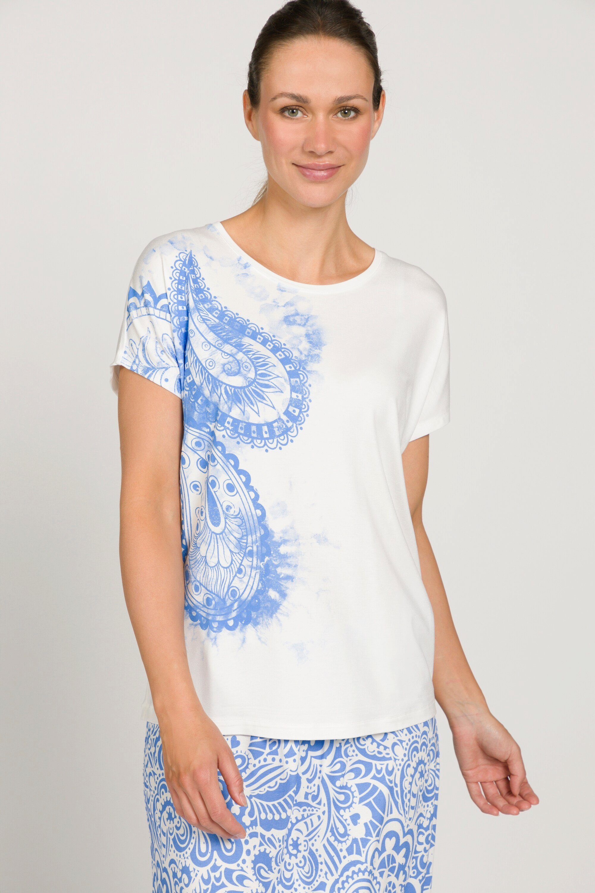 Gina Laura Rundhalsshirt T-Shirt Paisleymotiv Oversized Rundhals Halbarm