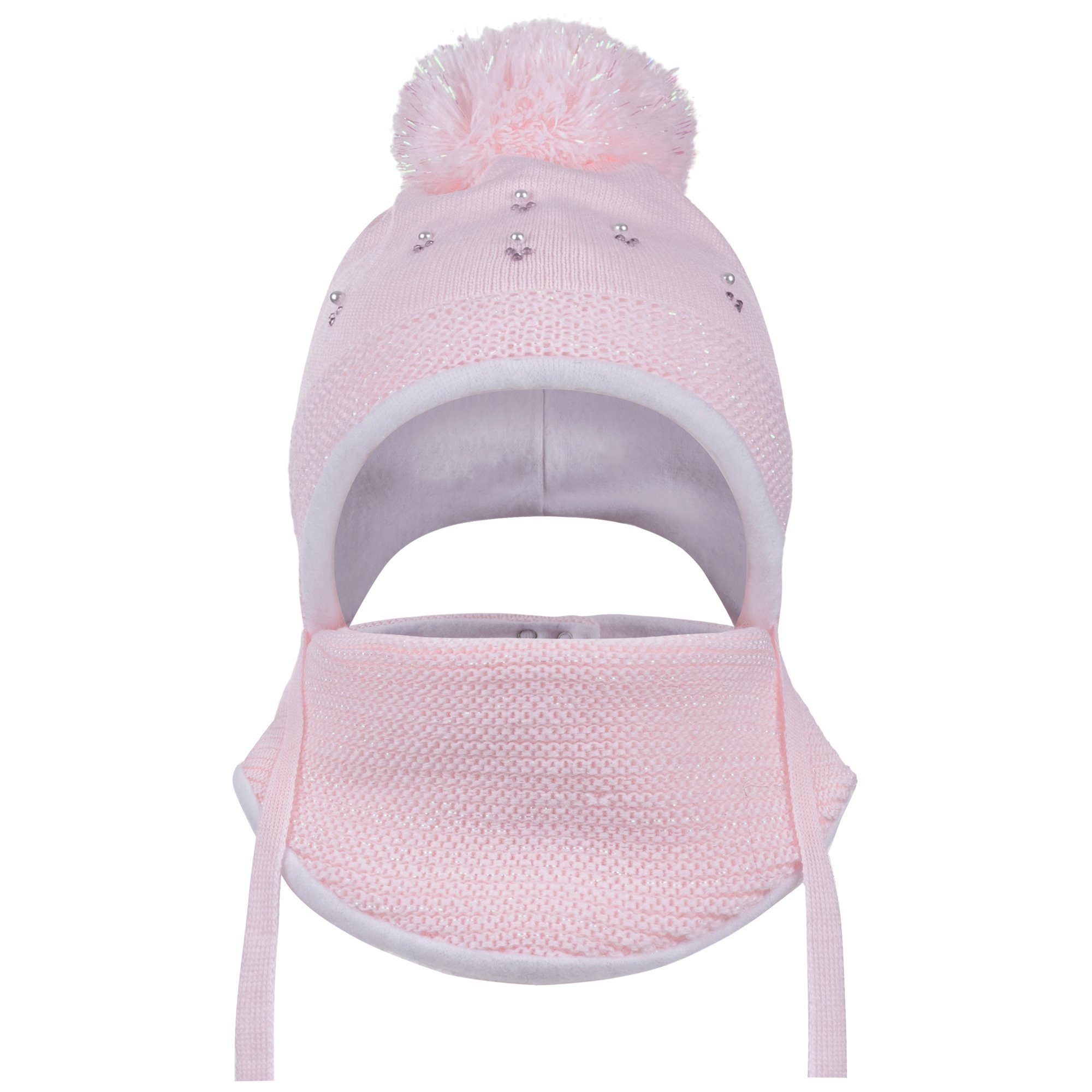 AJS Mütze & Schal Strickmütze Strickschal Winterset Dreiecktuch Babymütze Gr. 36-38 mit Baumwolle gefüttert