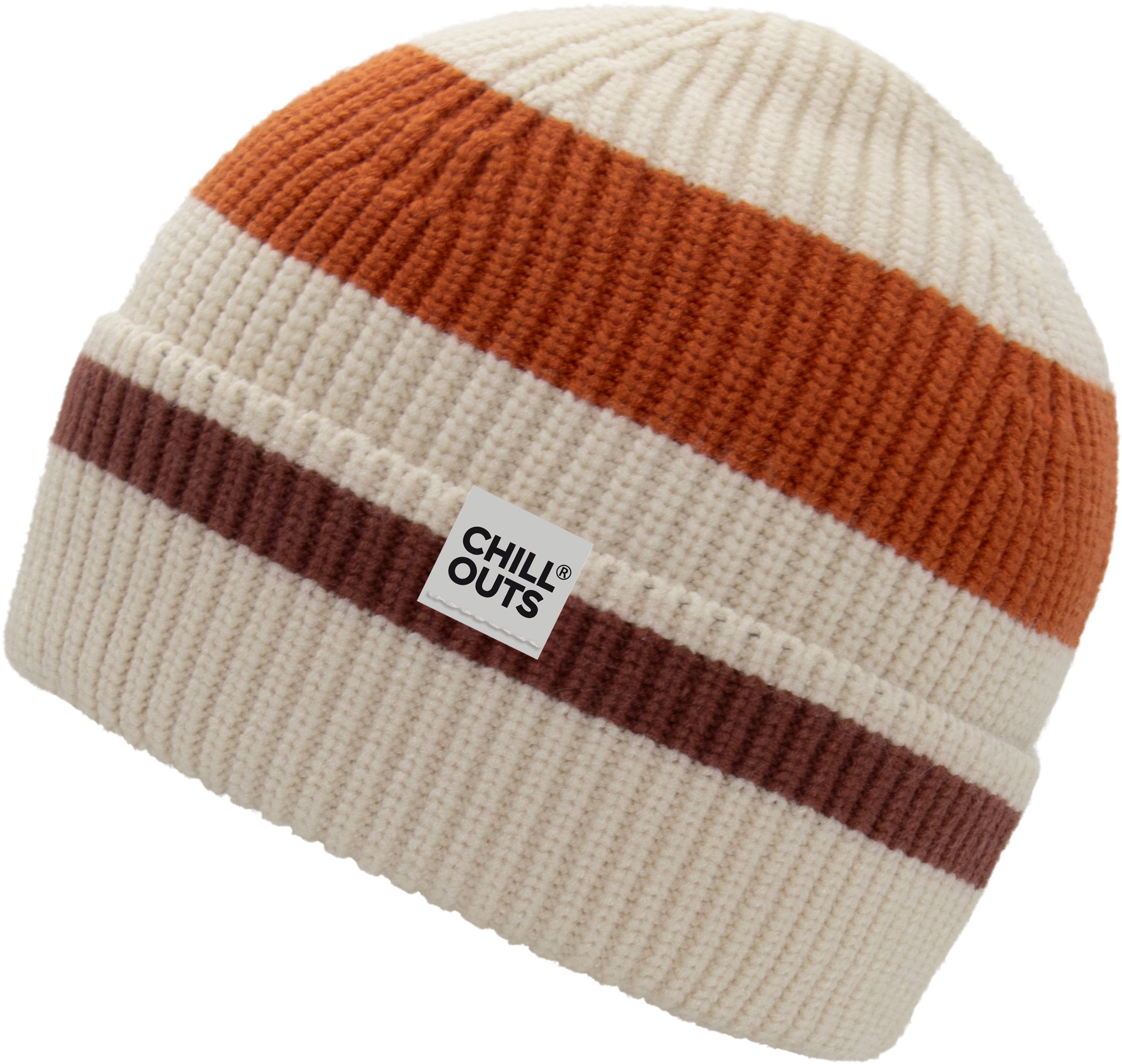 chillouts Beanie Bastian Hat mit sportlichem Streifen-Design, Logo-Label