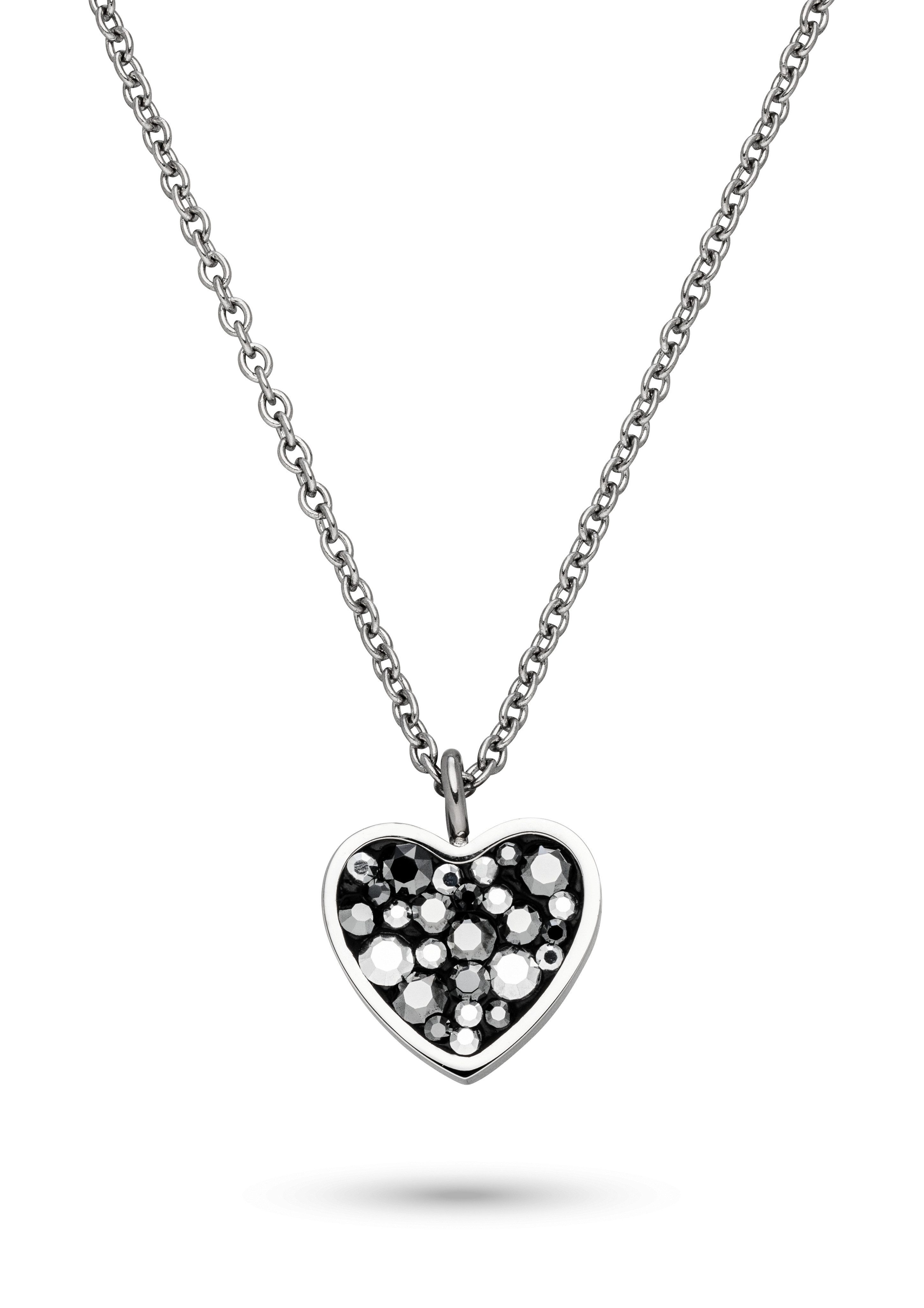 s.Oliver Kette mit Anhänger Schmuck Geschenk Edelstahl Halskette Crystal Rock, Herz, mit Glasstein