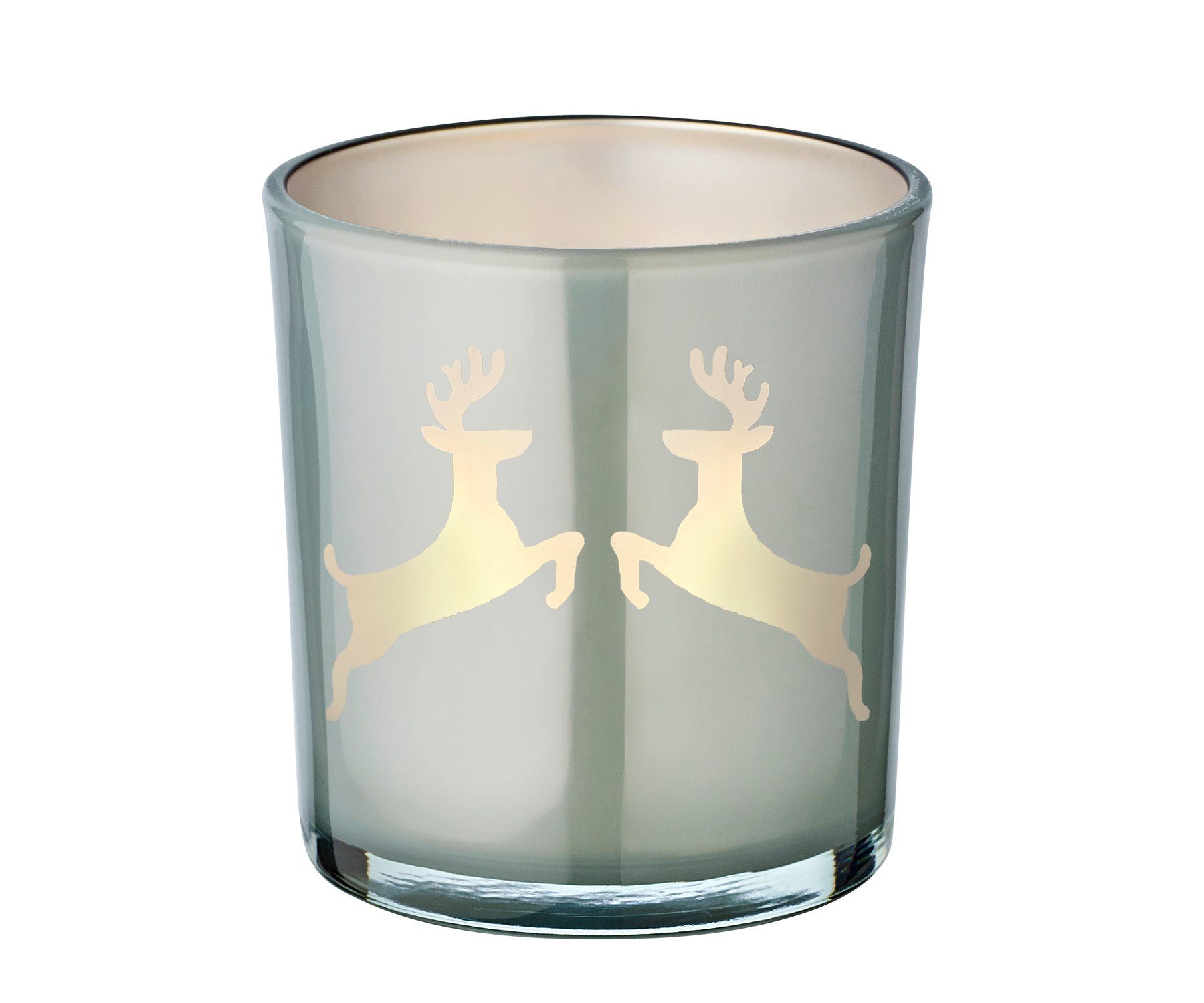 EDZARD Teelichter Rentier-Motiv 8 Teelichtglas cm, cm, Grau, Höhe Loki Kerzenglas Ø in Windlicht, 7,5 für Windlicht mit (Set, 2er),