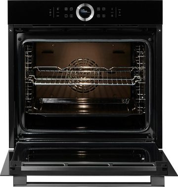 BOSCH Einbaubackofen Serie 8 HBG635B, mit Teleskopauszug nachrüstbar, ecoClean Direct, mit Pizzastufe