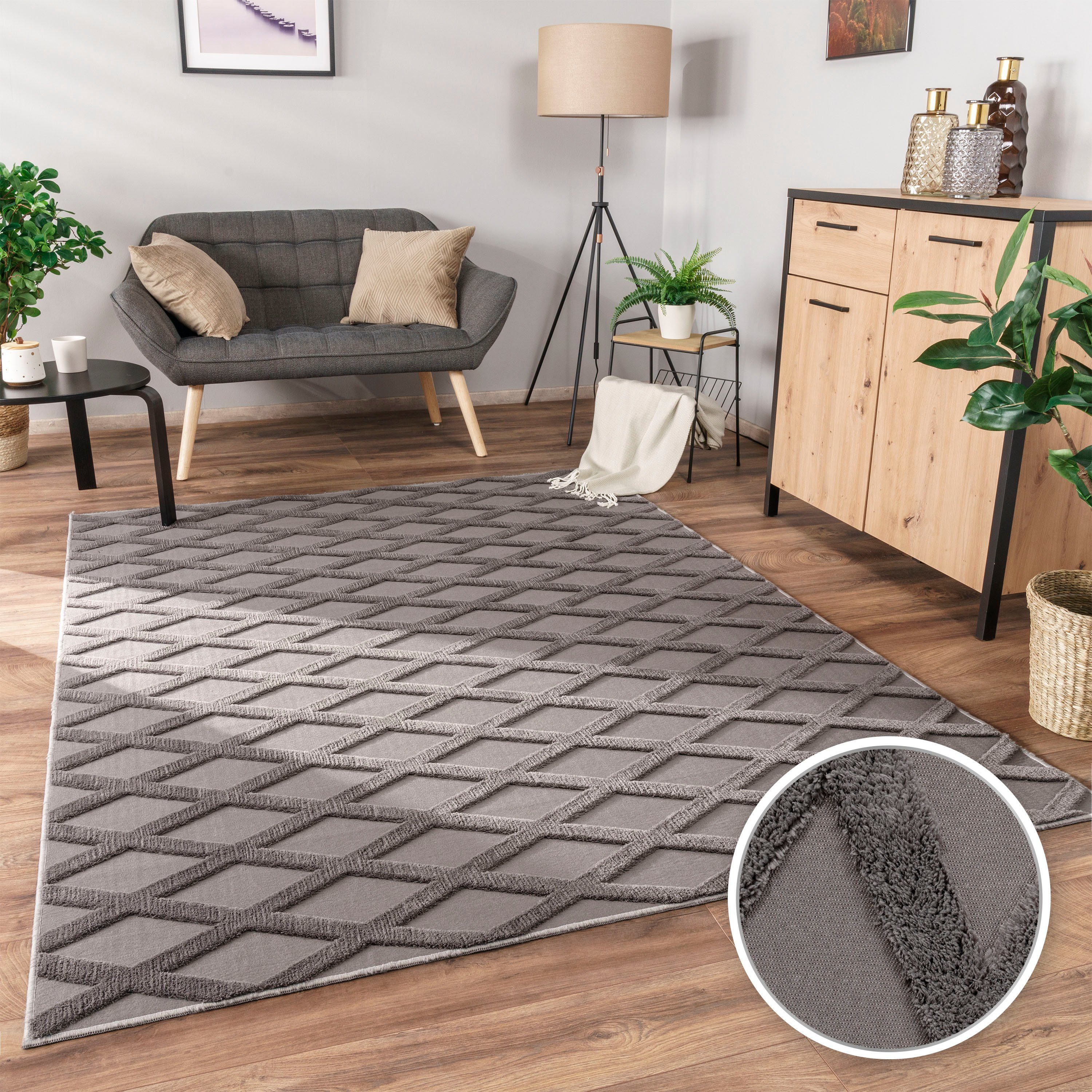 Paco Home Teppich »Utrecht 642«, rechteckig, 4 mm Höhe, Kurzflor, Uni Farbe günstig online kaufen
