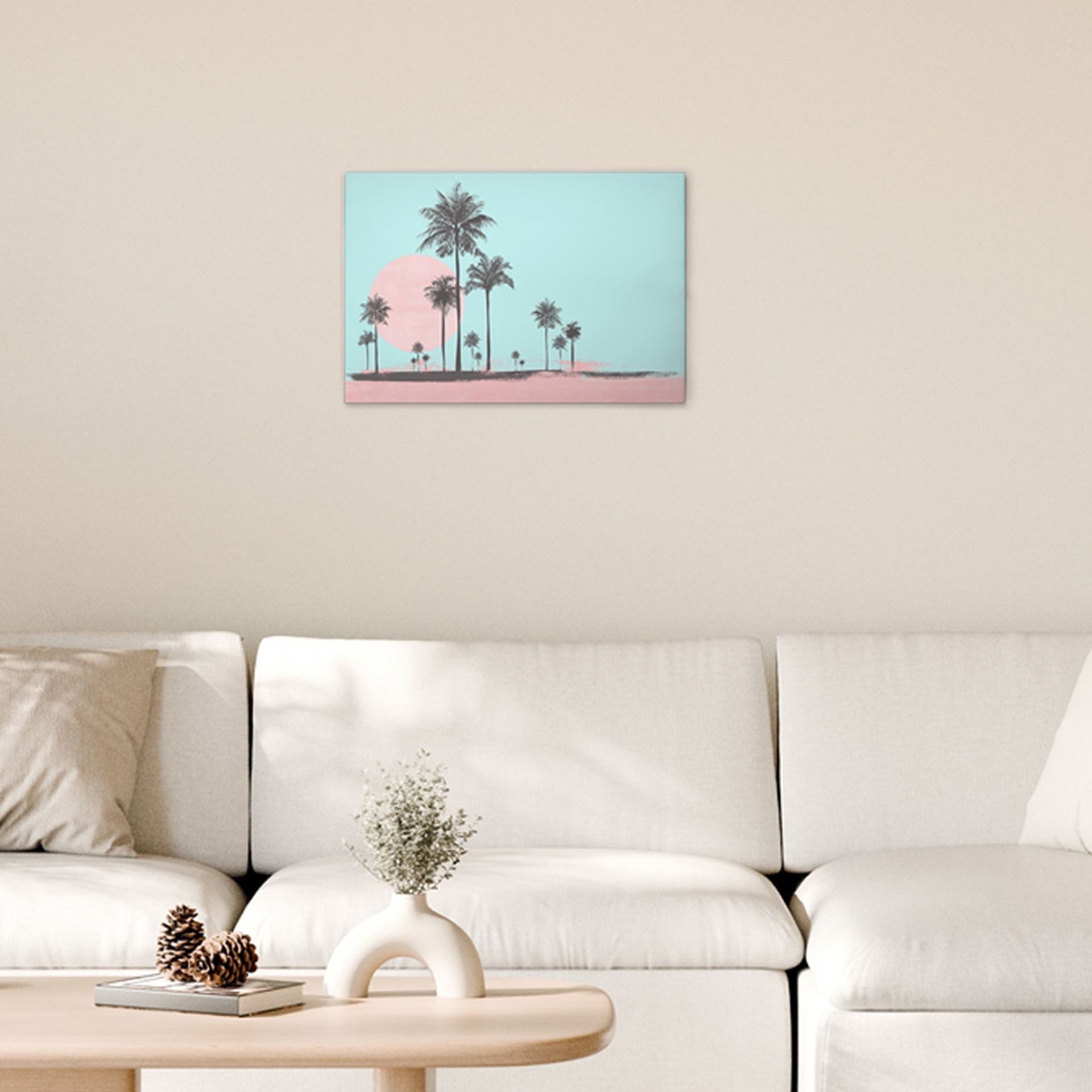 Tadessi Leinwandbild Miami Strand Rosa Blau Blau Rosa versch. Größen, Gemälde