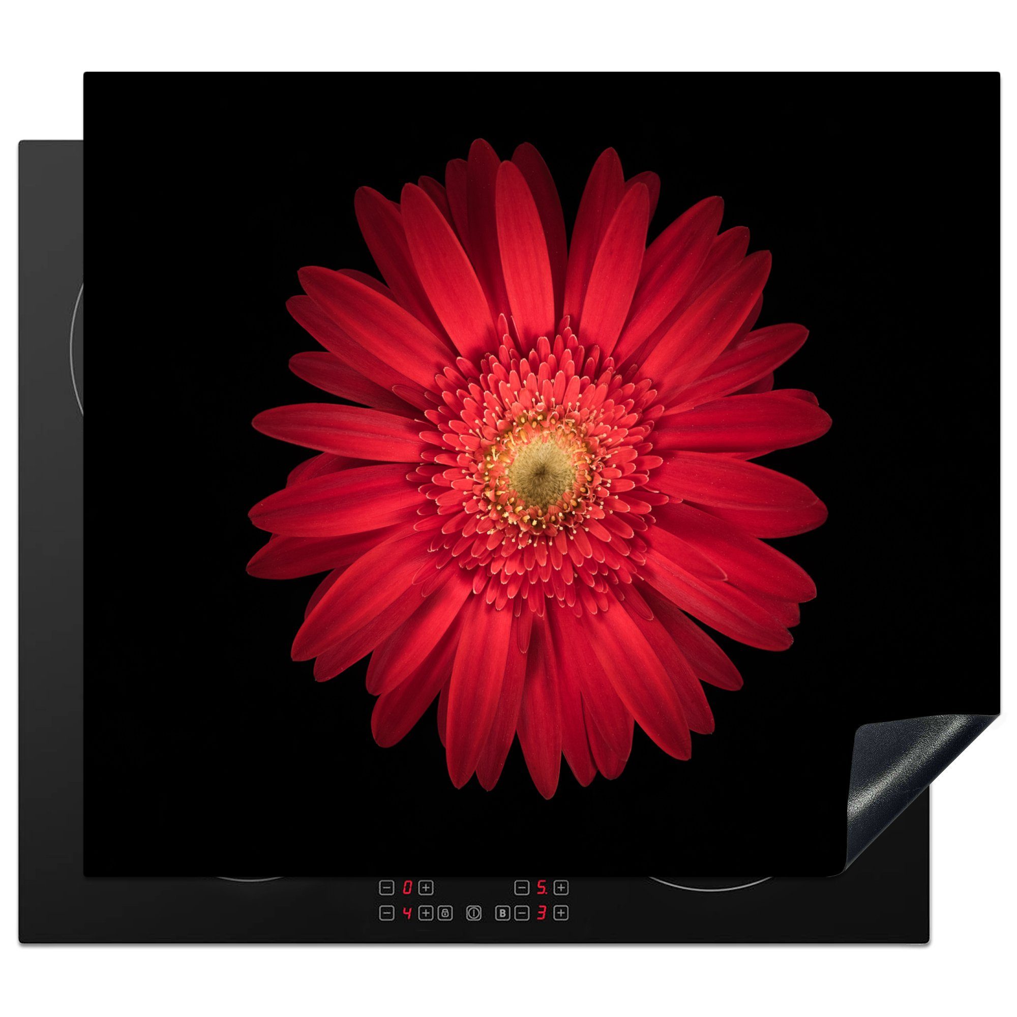 MuchoWow Herdblende-/Abdeckplatte Gänseblümchen - Blume - Rot, Vinyl, (1 tlg), 59x52 cm, Ceranfeldabdeckung für die küche, Induktionsmatte
