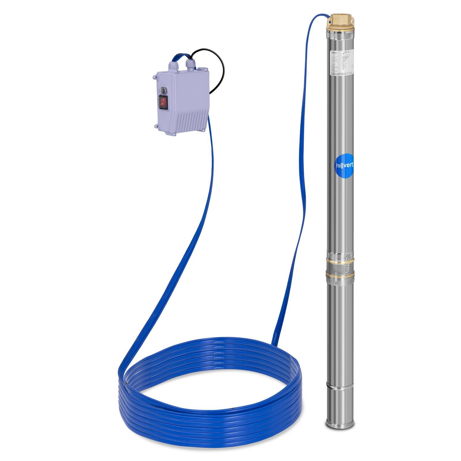 Hillvert Tiefbrunnenpumpe 3.800 l/h Brunnenpumpe 550 W Wasserpumpe Förderhöhe 60 m Kabel 20 m