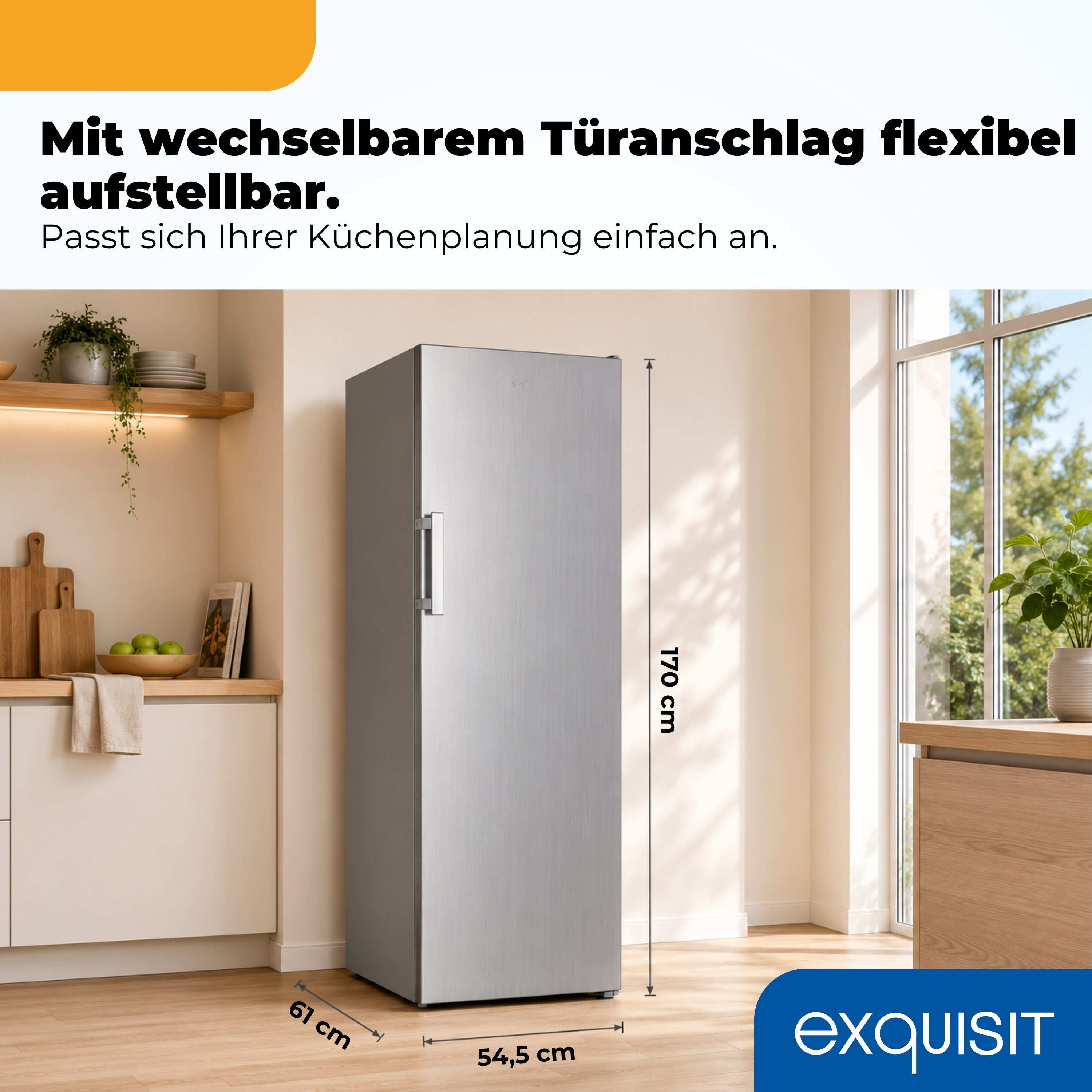 exquisit Gefrierschrank GS5271-NF-H-040C, 170 cm hoch, 54,5 cm breit, 204 l Nutzinhalt, 4 Gefrierschubladen, Energieklasse C, 39 dB