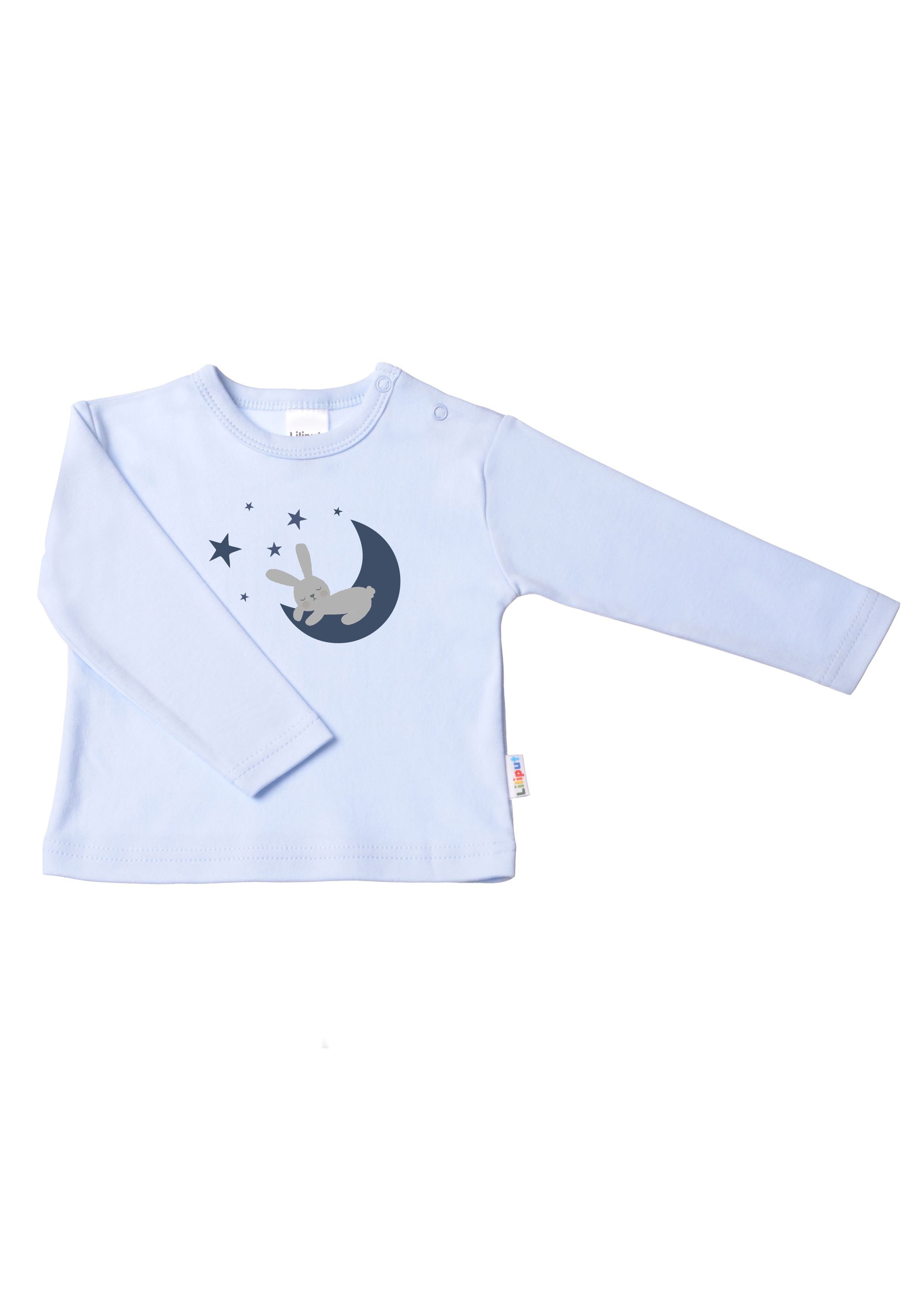 Hase auf Schulter Mond mit Liliput Druckknöpfen Langarmshirt mit der