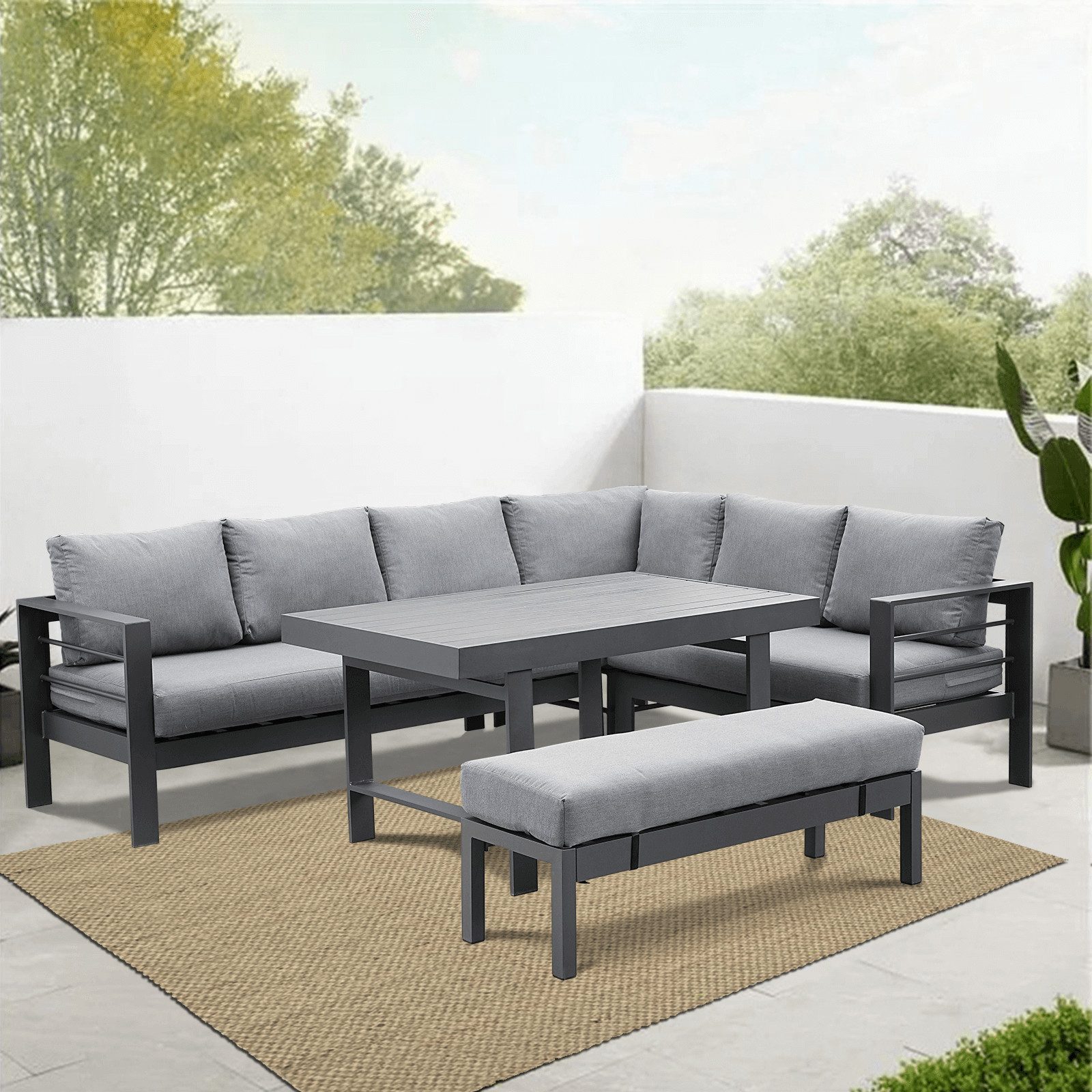MeXo GartenloungeSet Ecklounge Outdoor für 68 personen, (Gartenmöbel