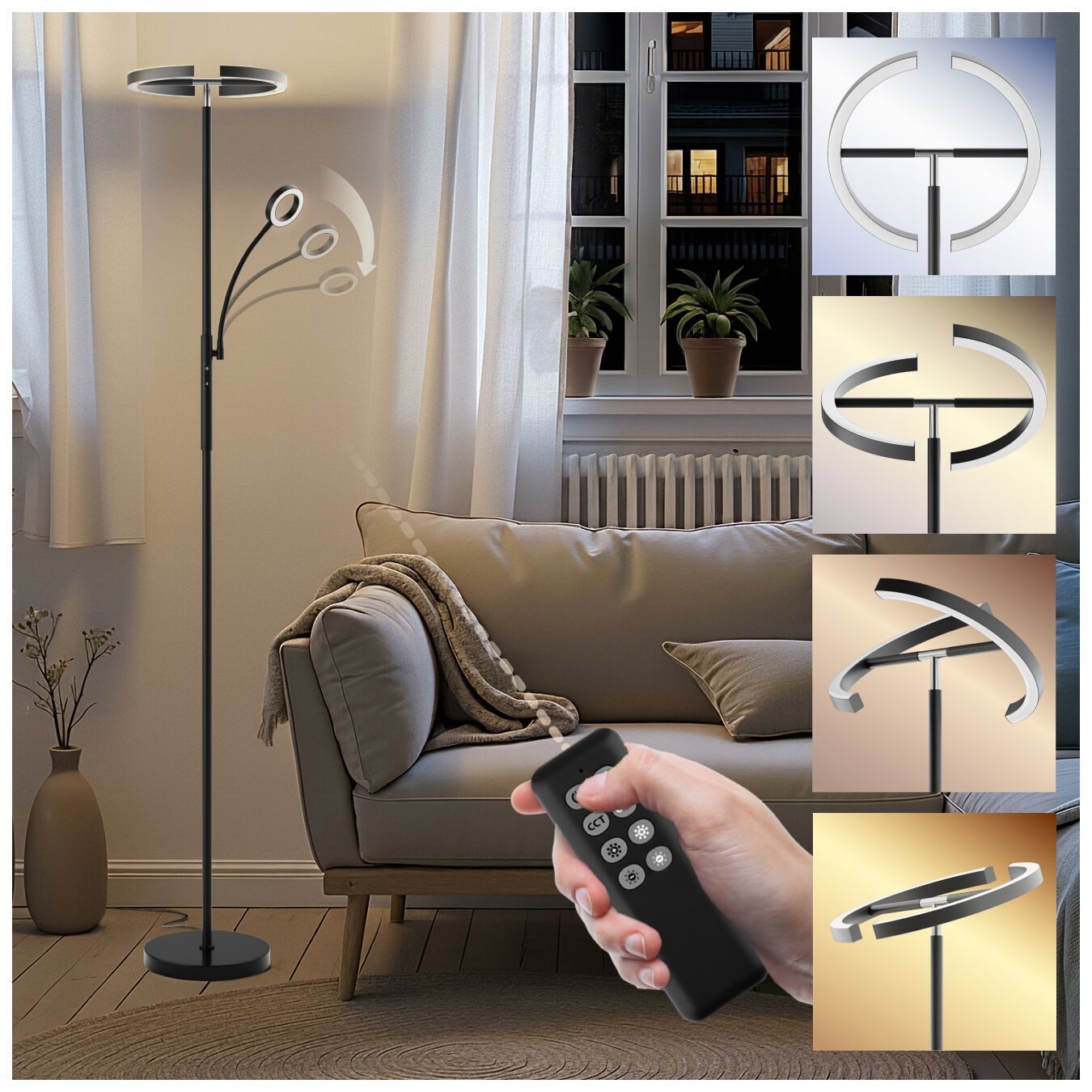 tectake Stehlampe Deckenfluter, LED, Weiß, Moderner günstig online kaufen