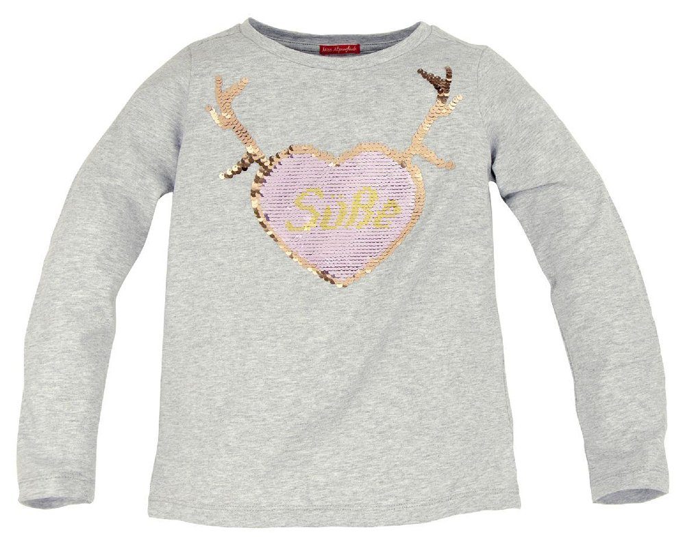 BONDI Langarmshirt »Mädchen Pullover "Süße" 26038 - Grau Rosa, Kinder Shirt  mit Herz und Wendepailletten« online kaufen | OTTO