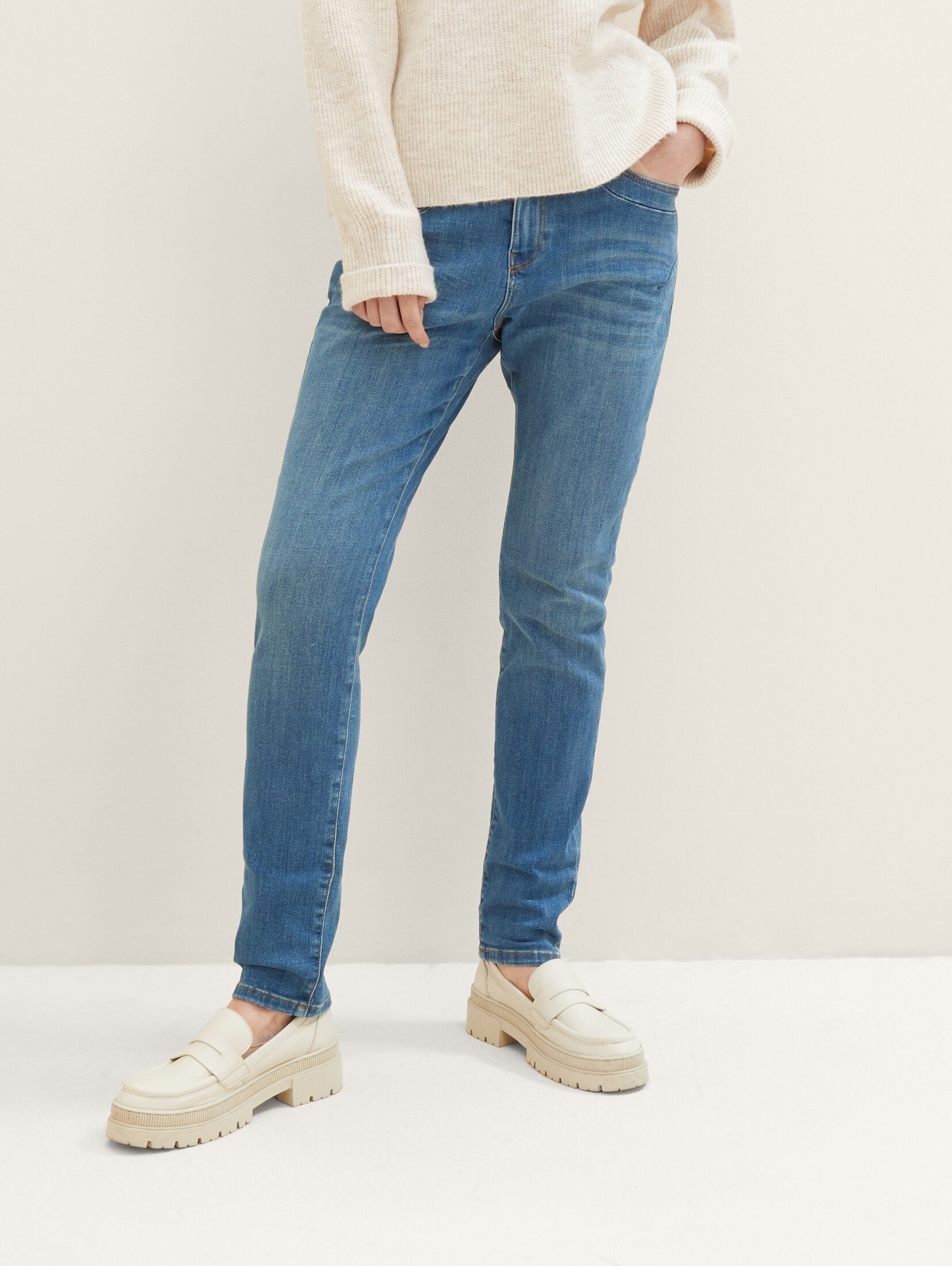 TOM TAILOR Skinny-fit-Jeans Tapered Jeans Used Mid Stone Blue Denim