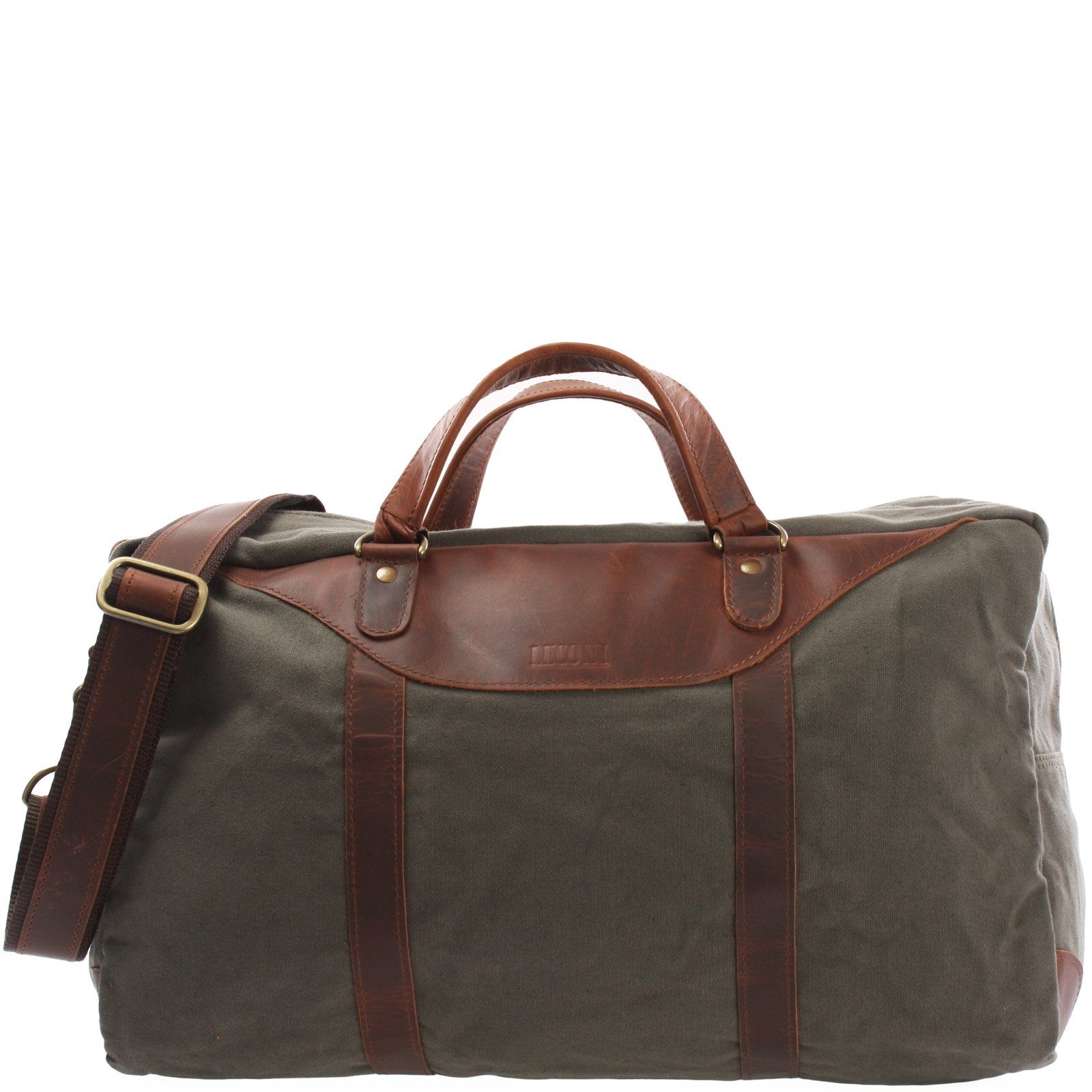 Weekender Weekender Canvas Leder LE2009 grün LECONI kleiner Sporttasche