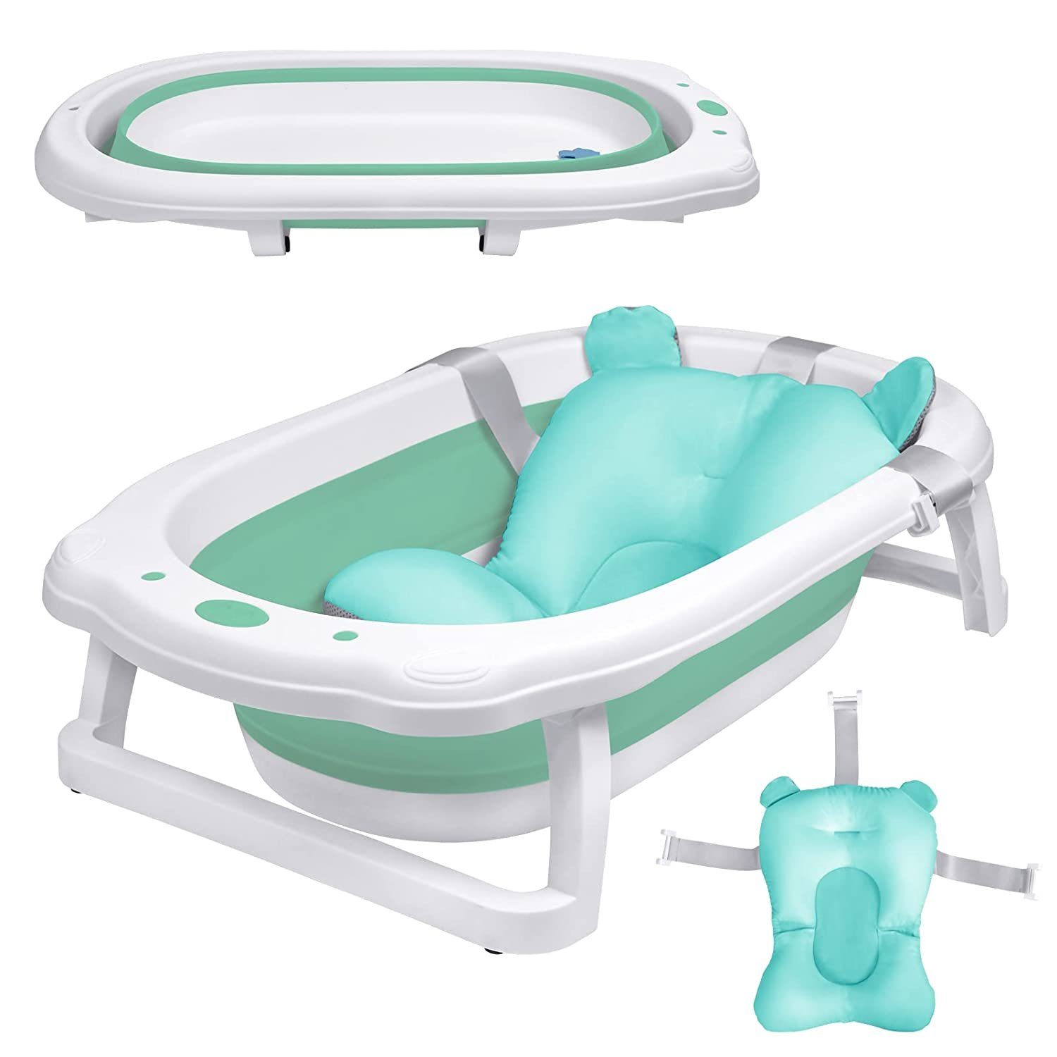 AUFUN Babybadewanne Baby Badewanne PP&TPE Babywanne Badewannensitz, Faltbare