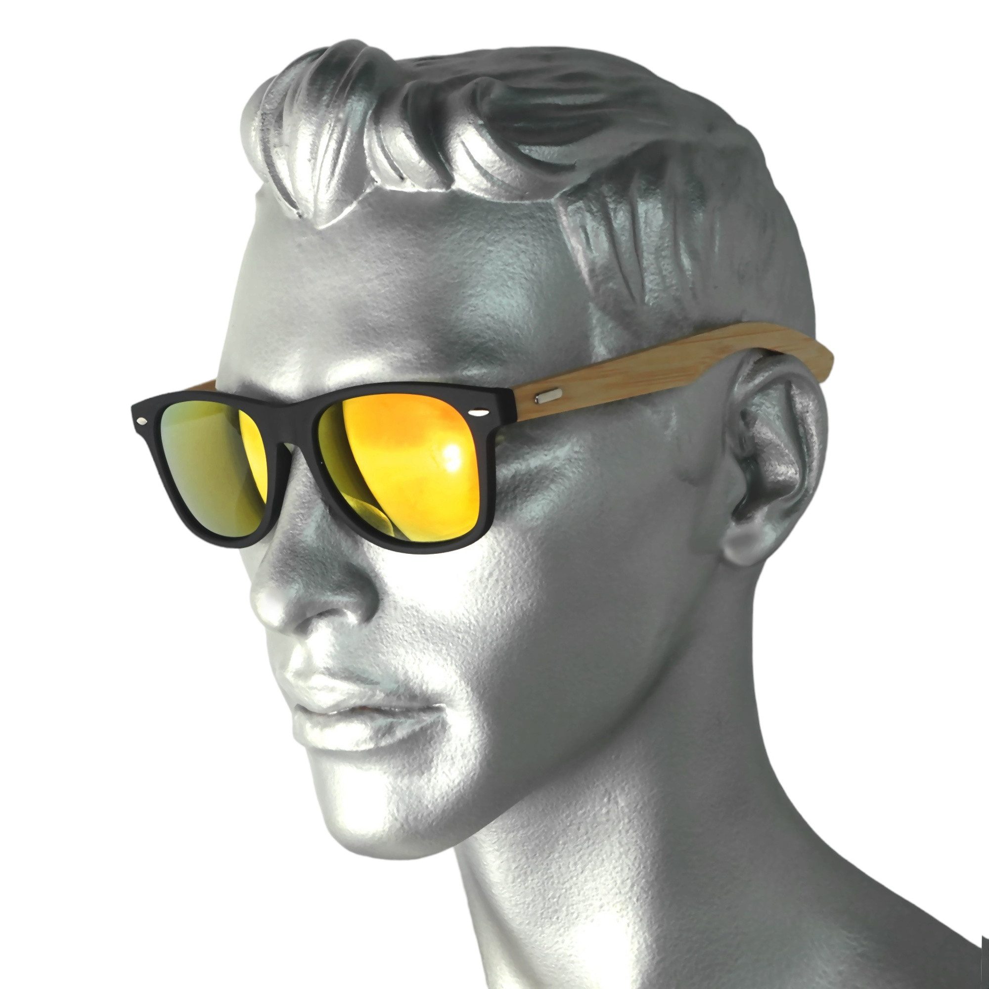 Rennec Sonnenbrille (Brille mit Bambus Holz Bügel und Brillenbox) Retro Bri günstig online kaufen