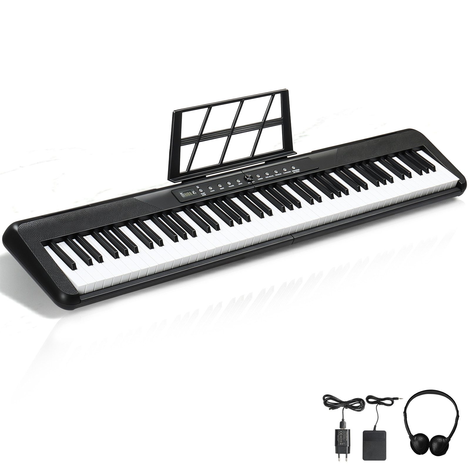 LALAHO Digitalpiano 88 Tasten E Piano halbgewichtete Tastatur Bluetooth, mit Aufnahmefunktion, Metronom & Stereolautsprechern