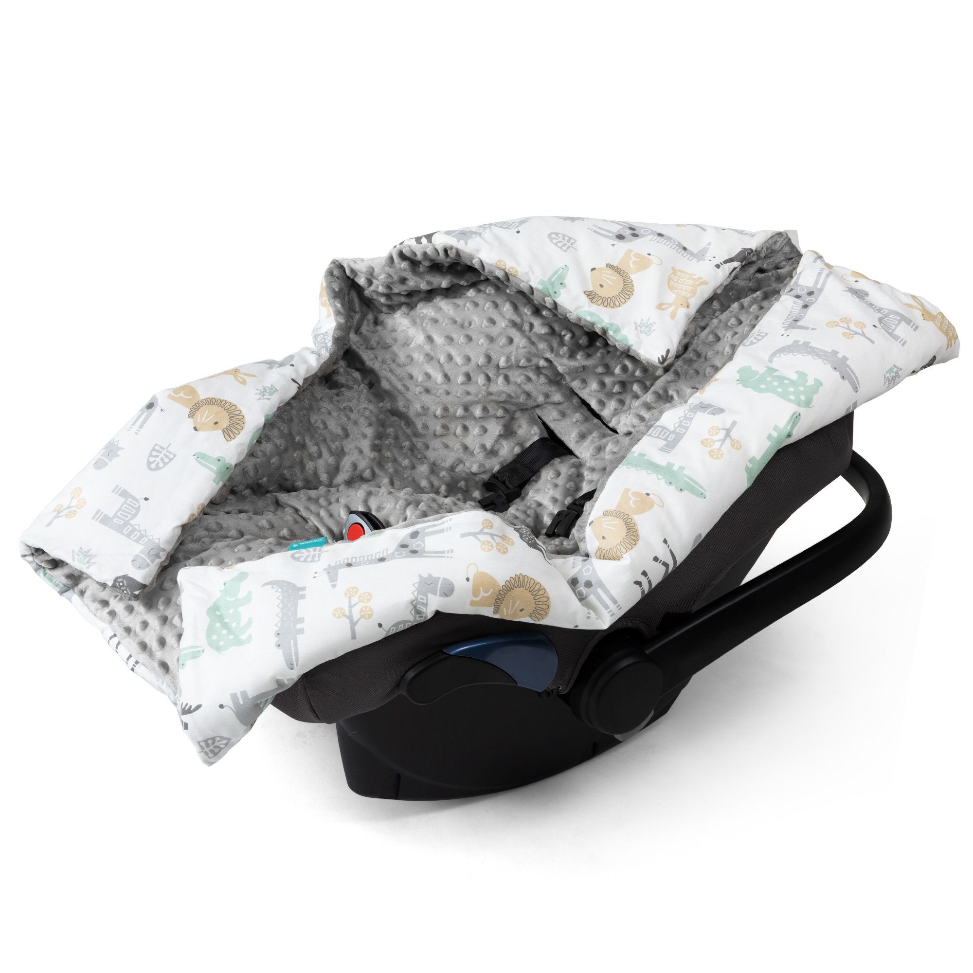 Tierwelt für Navaris Babyschale - Decke Fußsack Design, universal Einschlagdecke - -