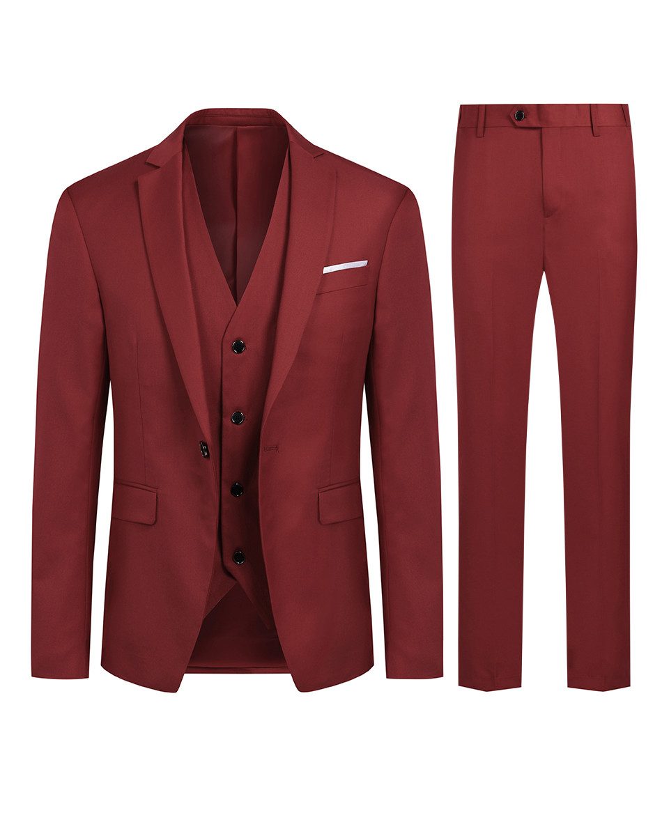 Allthemen Anzug (3 tlg) Herren Slim Fit Anzug Elegantes Anzugset für Business