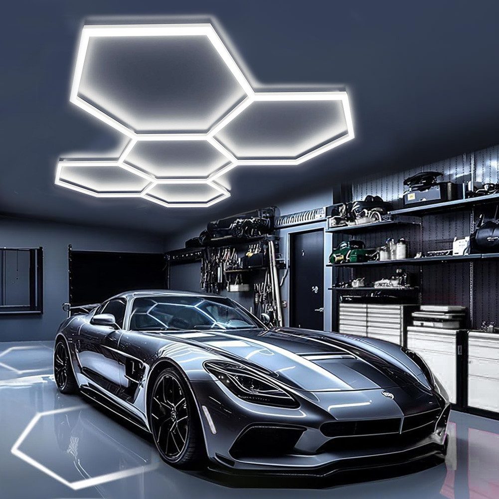oyajia Deckenleuchte 5/14 Packs Hexagon Größer, LED Deckenleuchte Garage Light 720W 86400lm, ohne Rand, LED fest integriert, Kaltweiß, LED Deckenleuchte für Gar – Bild 2 von 5