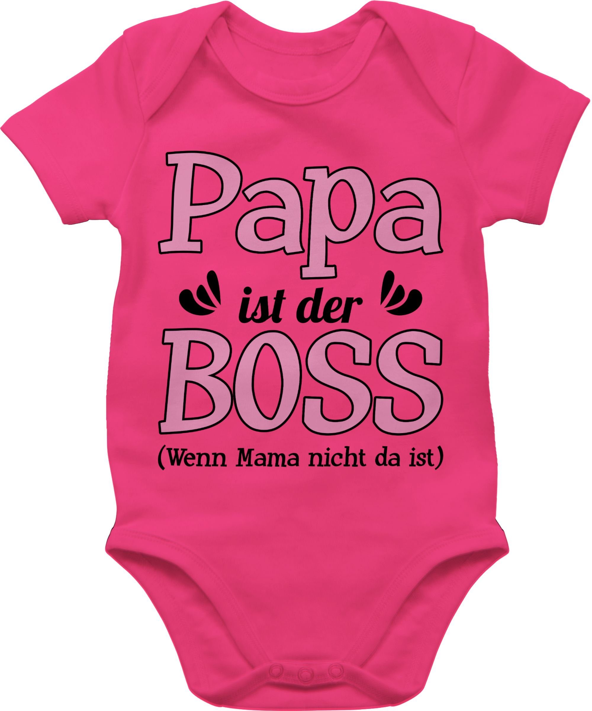 Shirtracer Shirtbody Papa ist der Boss wenn Mama nicht da ist - rosa Sprüche Baby 2 Fuchsia