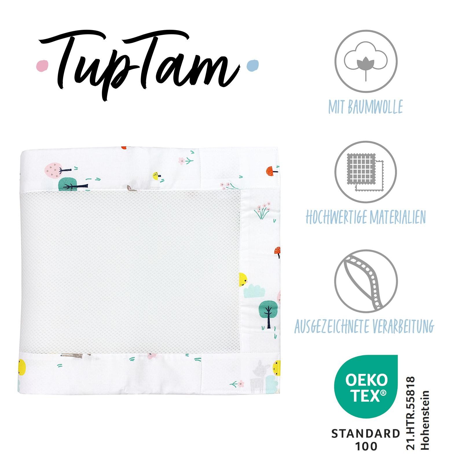 TupTam Bettnestchen TupTam Gitterstäbe Schutz Netz Babybett Nestchen 3D Mesh 2 Pack