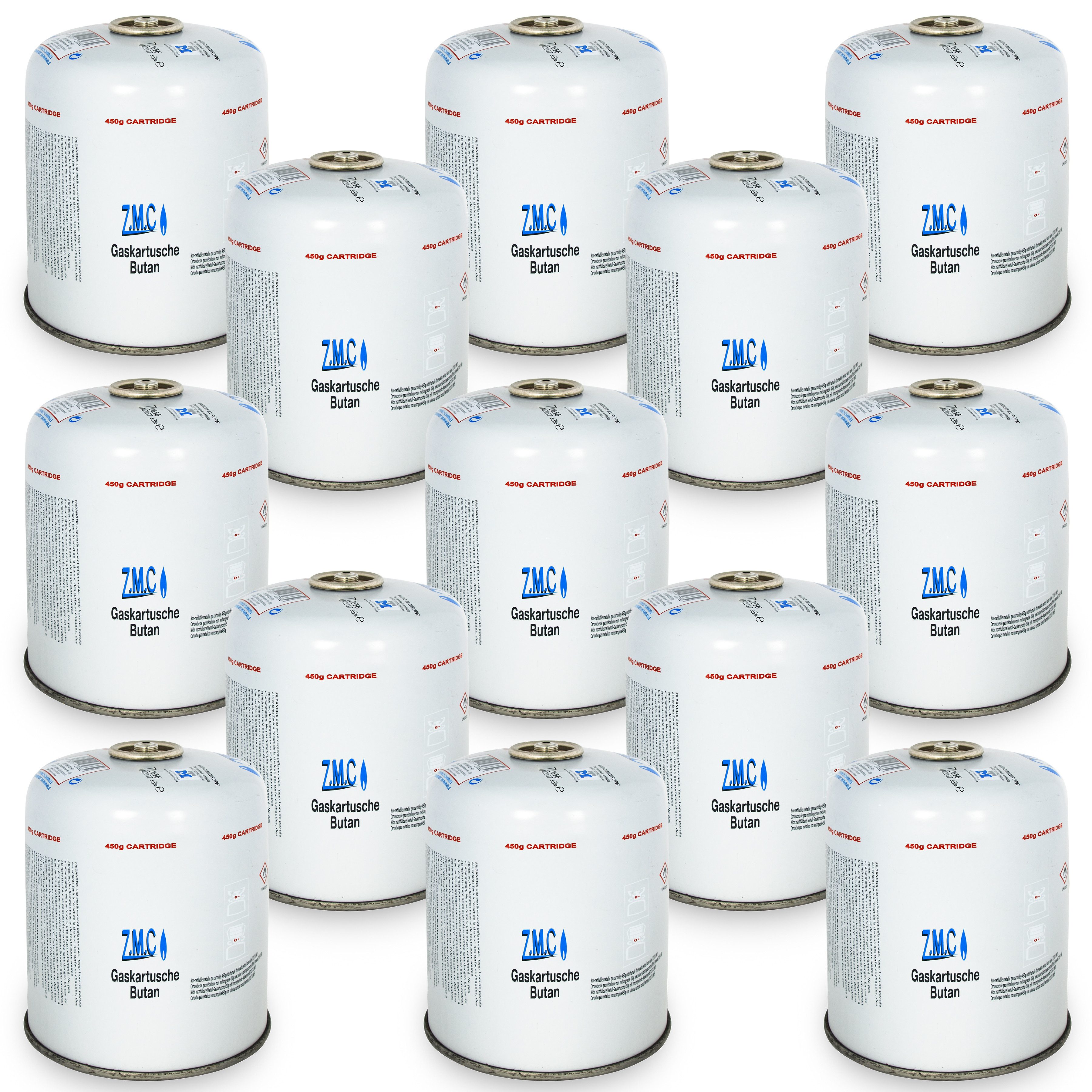 ZMC Gaskartusche Universal Camping Propan Butan Gas 450g Schraubventil Gaskartusche, Zubehör für Butangas Druckgasdose Gaskocher / Gaslötgeräte / Abflammgeräte Eurogewinde, 13 St., Schraubventil Gaskartuschen 900ml Ventilkartusche Gewindeanschluß