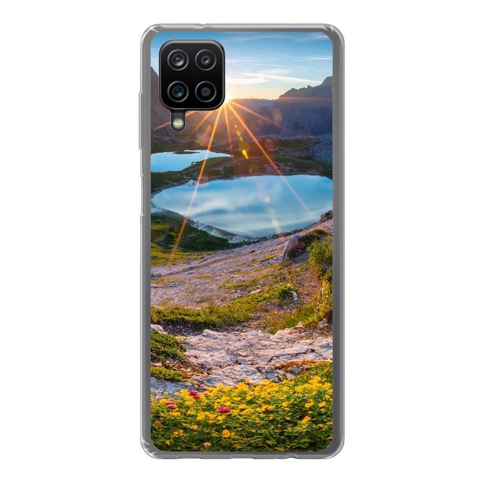 MuchoWow Handyhülle Alpen - See - Sonne Handyhülle Samsung Galaxy A12 Smartphone-Bumper Print Handy
