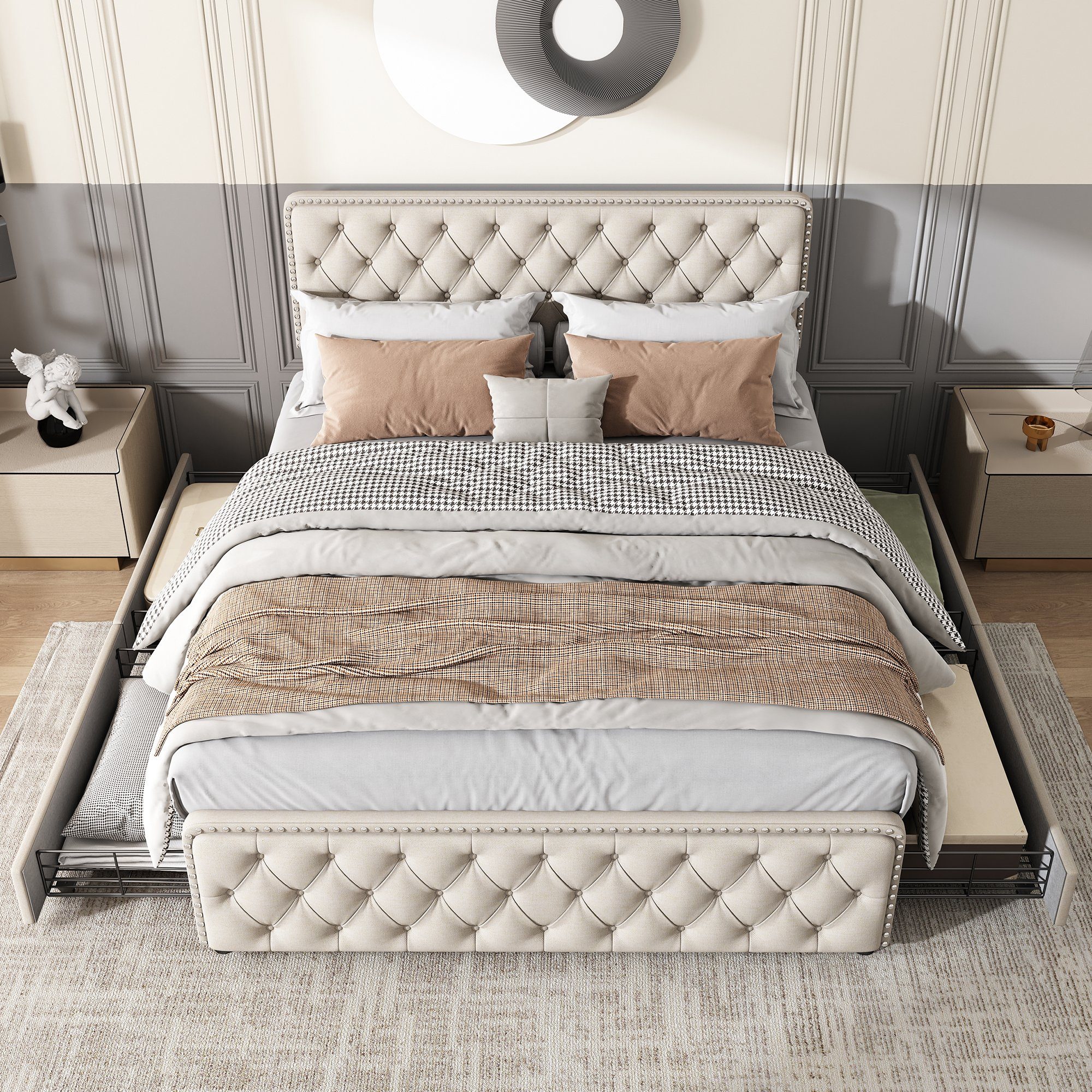 OKWISH Polsterbett Doppelbett Bett Stauraumbett Jugendbett günstig online kaufen